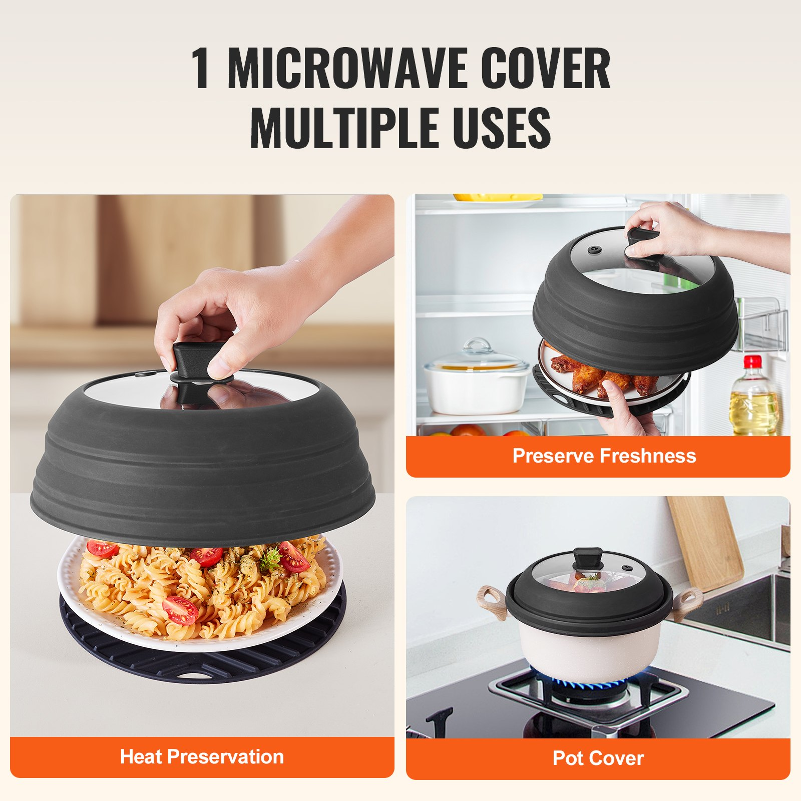 Microwave Splatter Cover & Mat, Multi-Purpose Kitchen Gadget with Handle