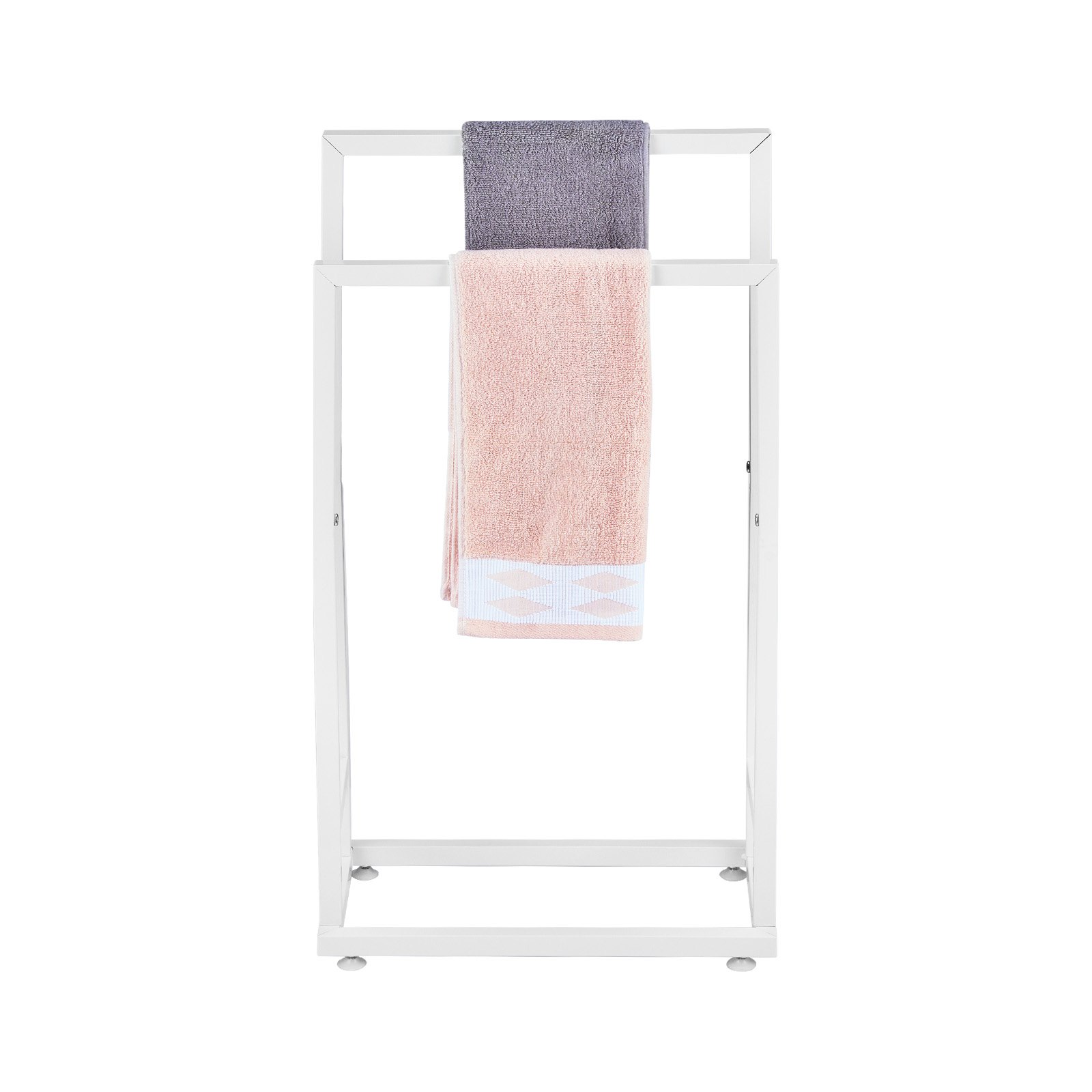 White Metal Towel Rack with 2 Bars - Outdoor & Indoor Towel Holder for Pool, Bat - Picture 8 of 10