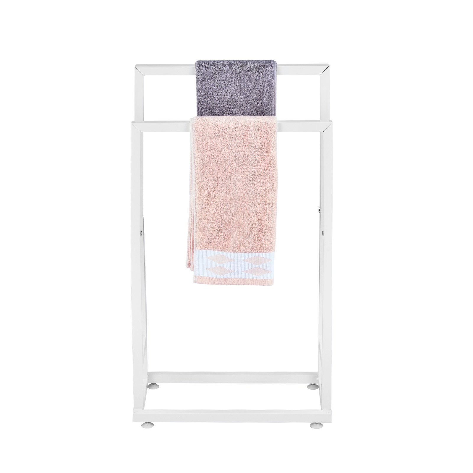 White Metal Towel Rack with 2 Bars - Outdoor & Indoor Towel Holder for Pool, Bat - Picture 9 of 10