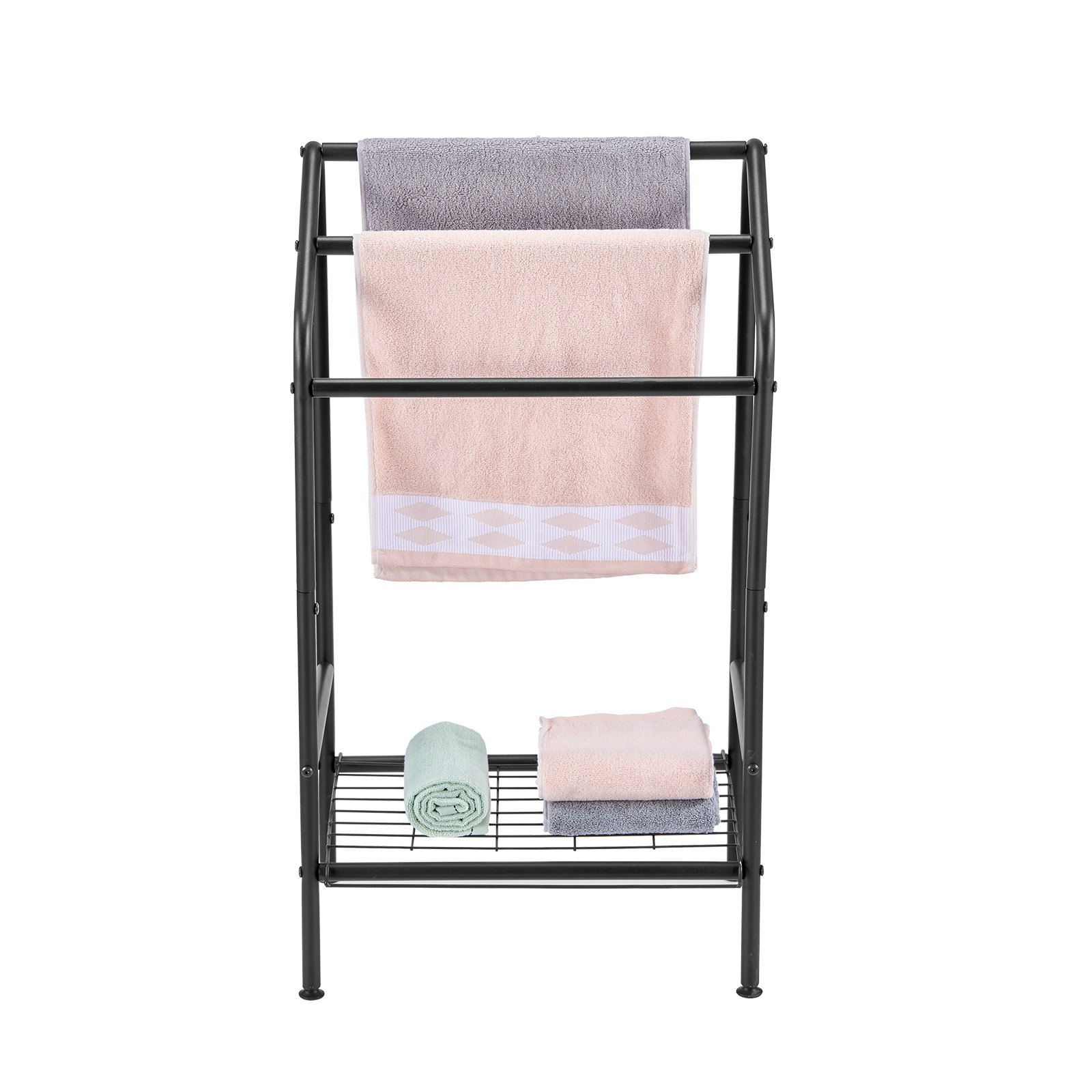 Towel Rack 3 Bars Outdoor Towel Holder with Bottom Storage for Pool Spa - Picture 8 of 10