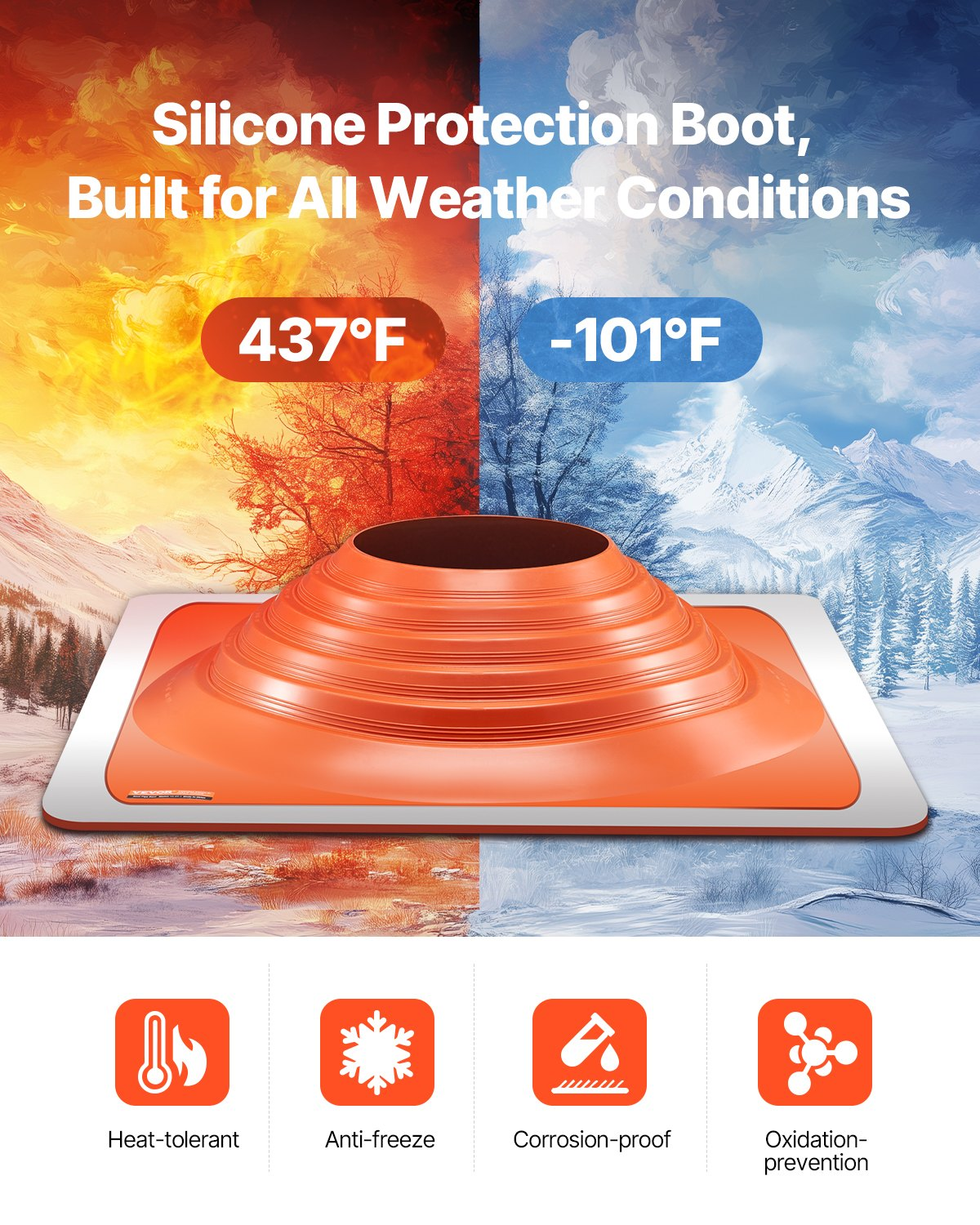 Metal Roof Pipe Flashing Boot Fits 10"-18" Pipe High Temp Flexible Red Silicone - Bild 2 von 10