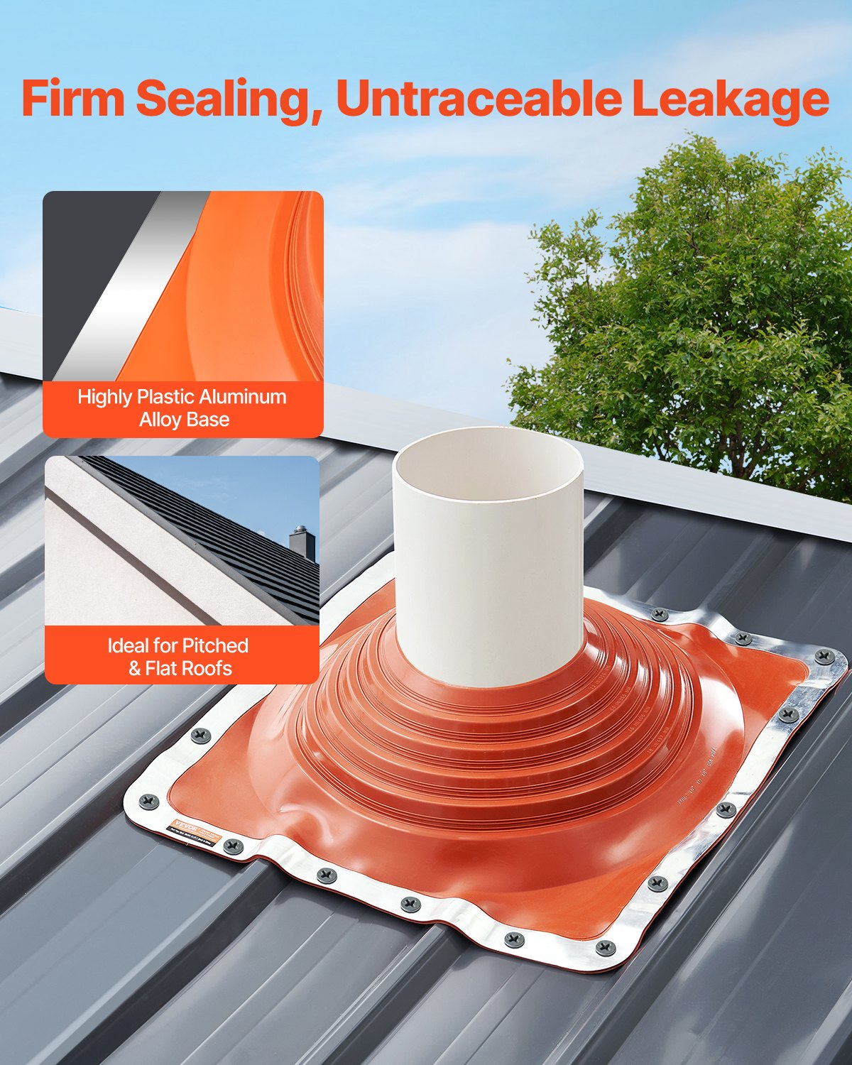 Metal Roof Pipe Flashing Boot Fits 10"-18" Pipe High Temp Flexible Red Silicone - Bild 3 von 10