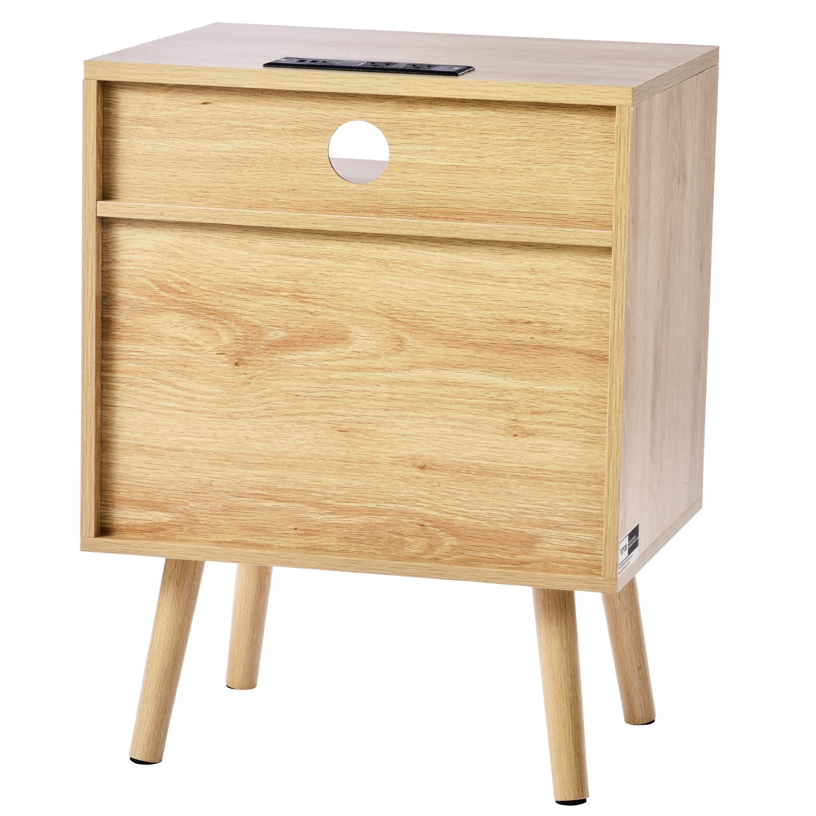 Rattan Nightstand End Table with Open Shelf 2 Drawers Boho Bedside Table - Picture 10 of 10