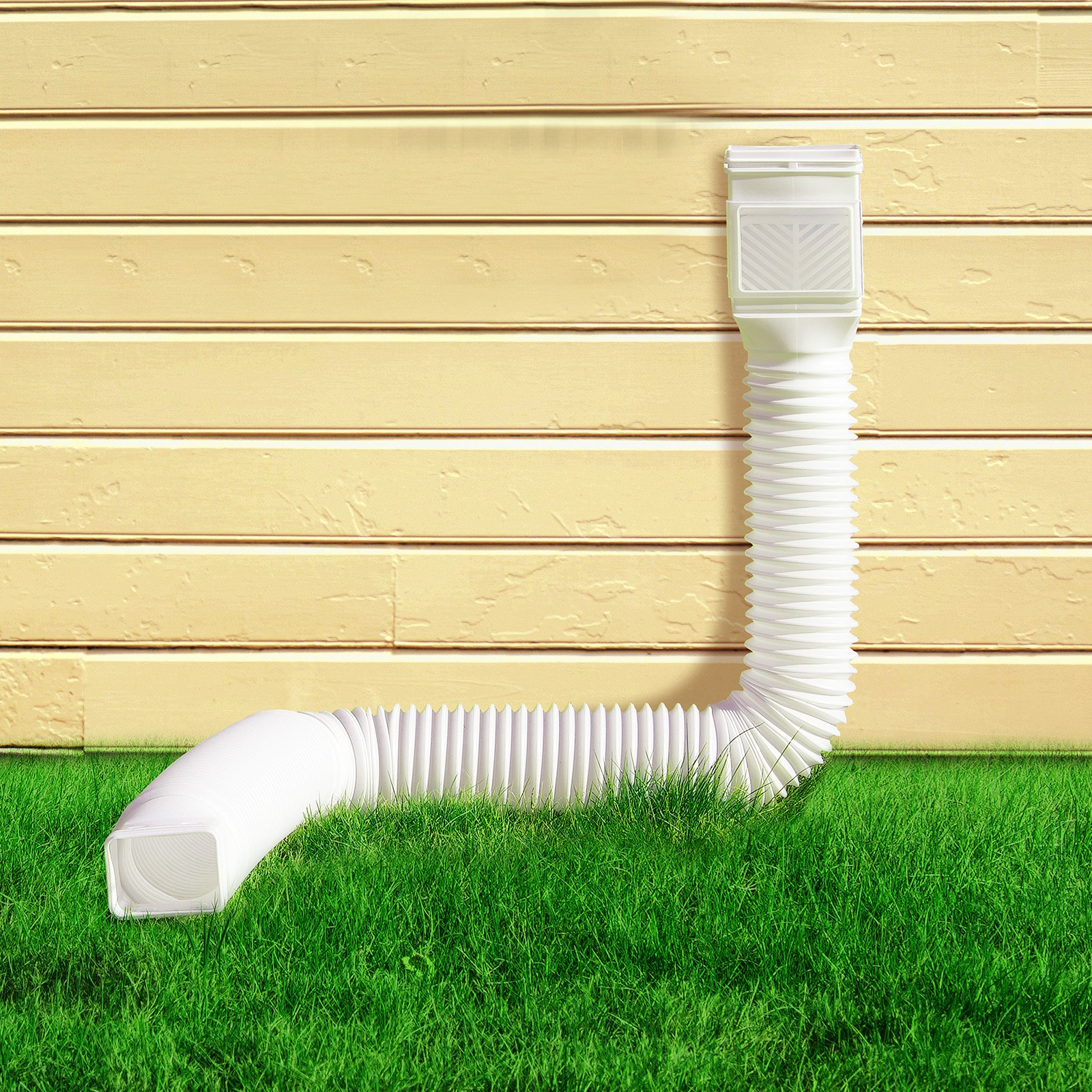 Rain Gutter Downspout Extensions 2-Pack Flexible Downspout Extender White