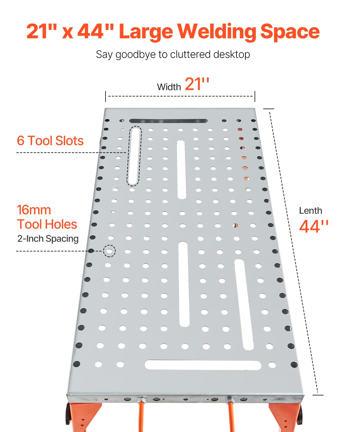 Welding Table 44" x 21" 500LBS Folding Workbench with 4-Level Adjustable Height