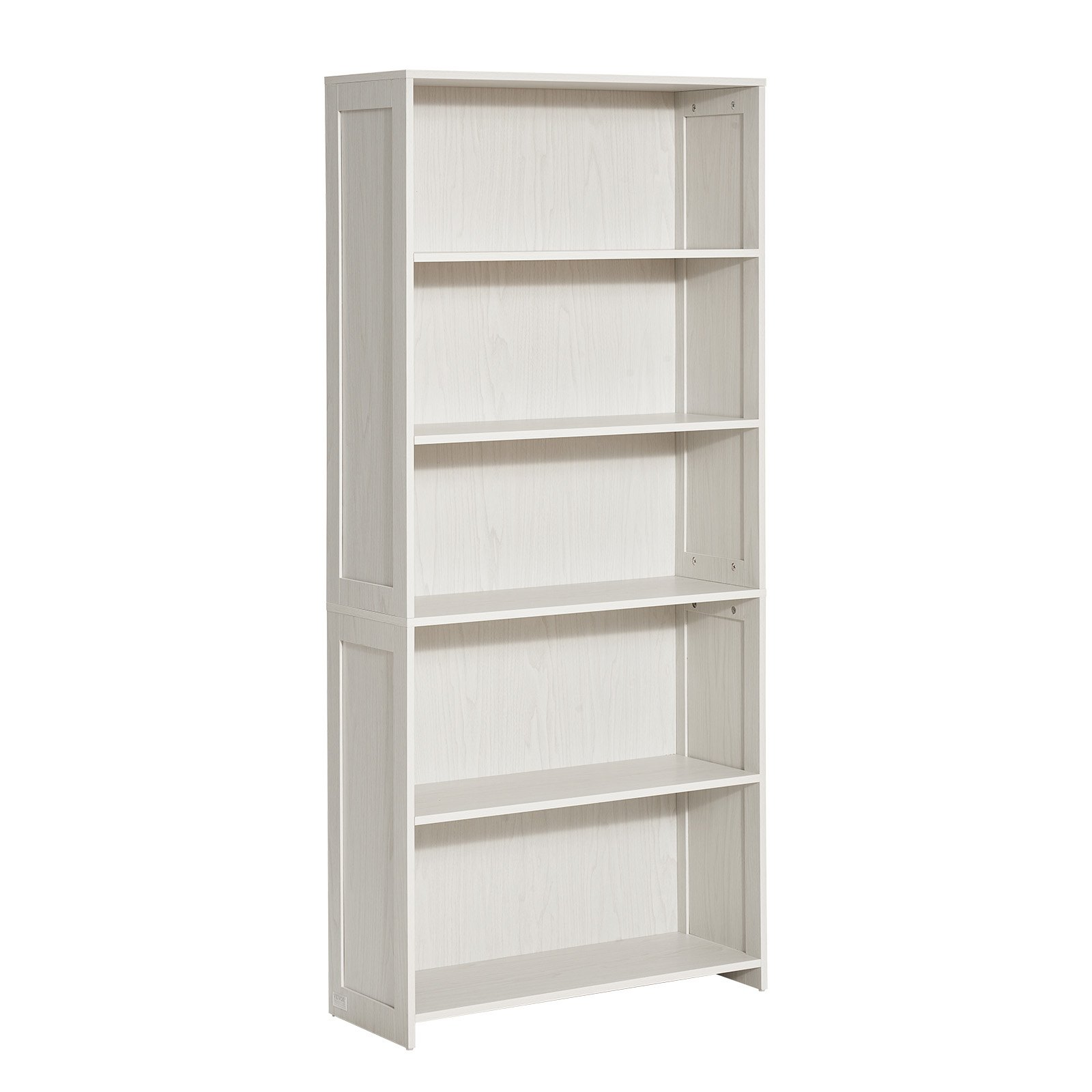 5 Tiers Wide Bookshelf 68″ Wooden Freestanding Open Bookcase Shelf White