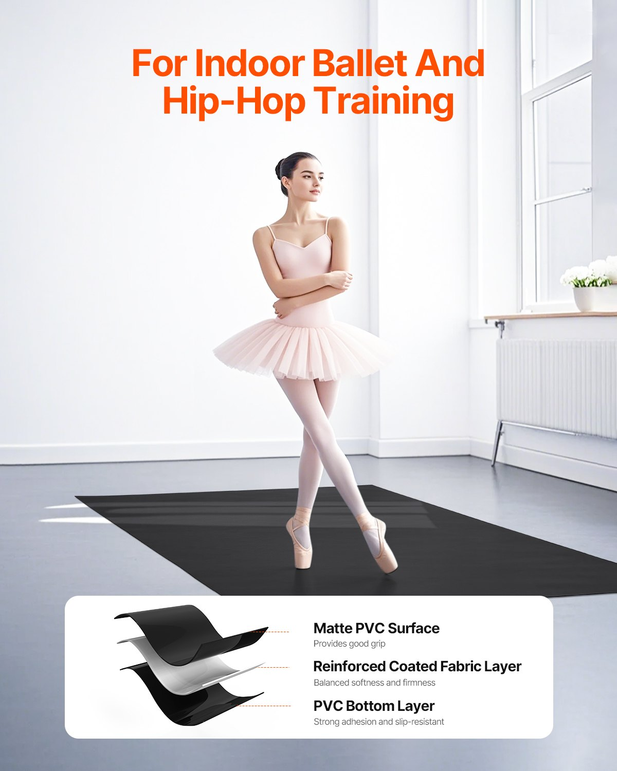 Gym Flooring Set 6.6' x 3' PVC Yoga Fitness Equipment Mat for Pilates - Picture 1 of 10