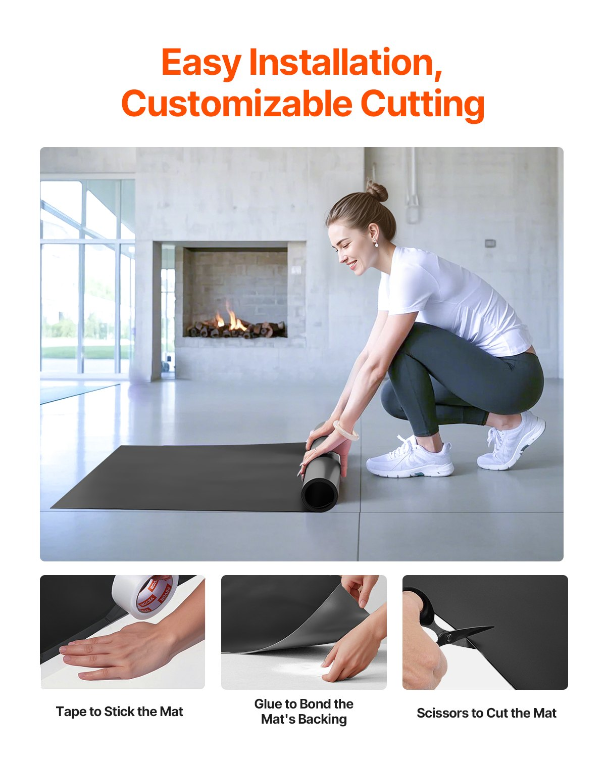 Gym Flooring Set 6.6' x 3' PVC Yoga Fitness Equipment Mat for Pilates - Picture 4 of 10
