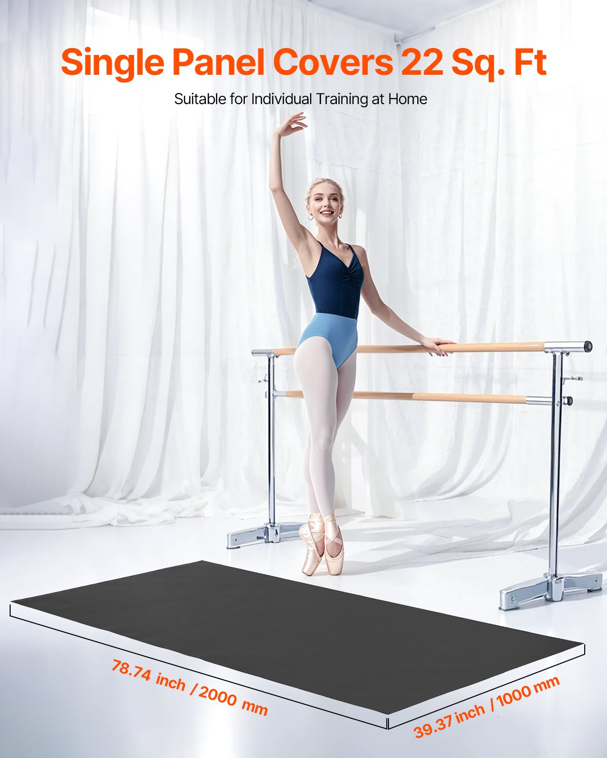 Gym Flooring Set 6.6' x 3' PVC Yoga Fitness Equipment Mat for Pilates - Picture 5 of 10