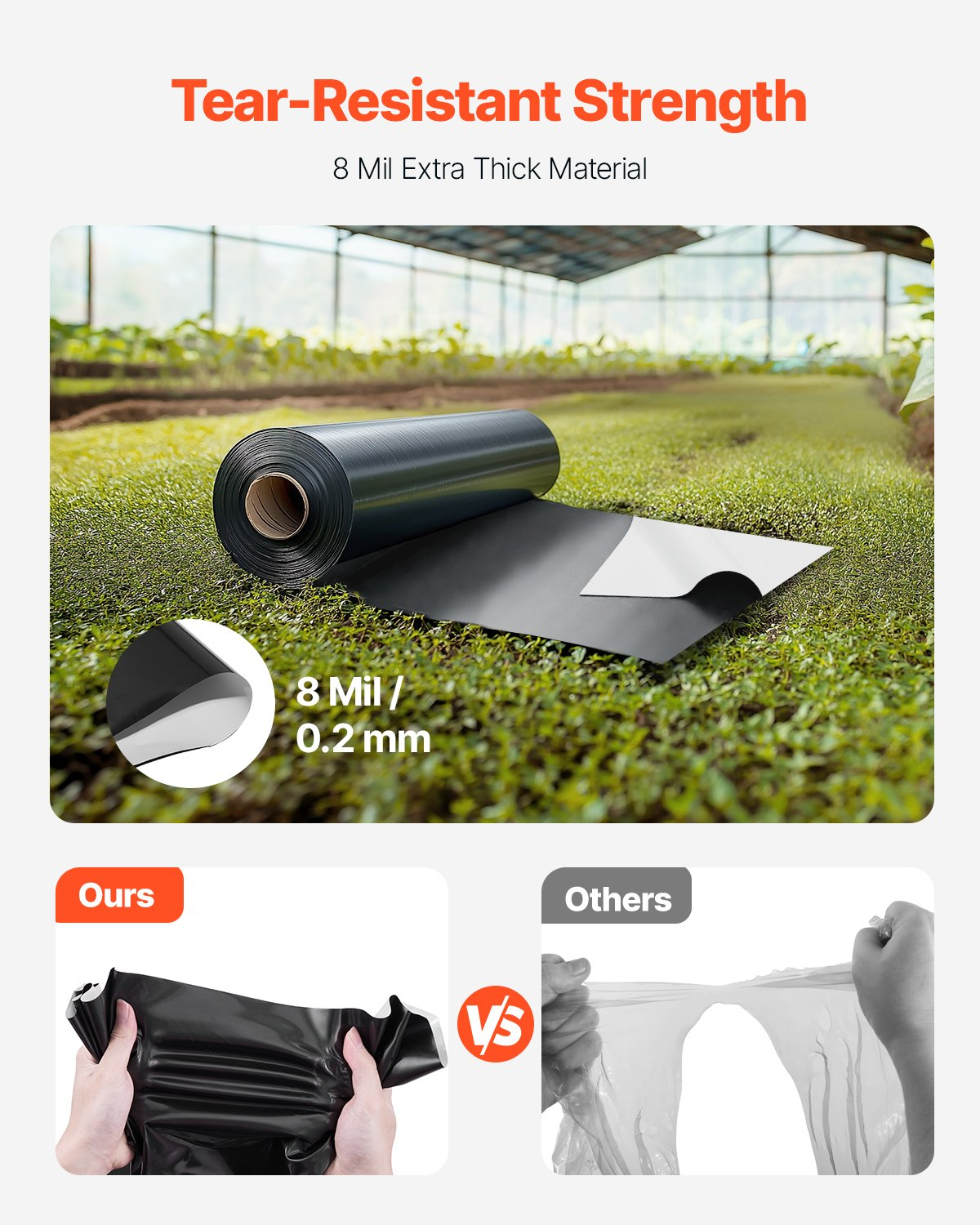 10Mil Plastic Sheeting Roll 10 x 100 FT Heavy Duty Black & White