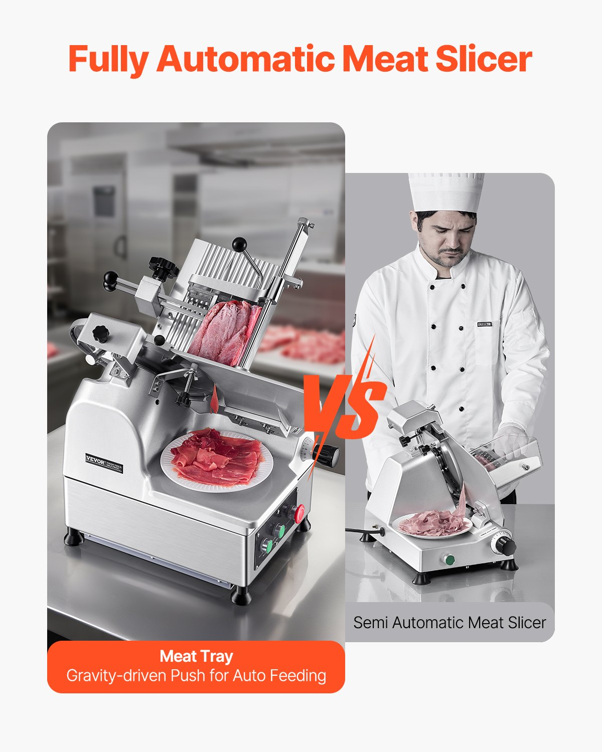 12″ Automatic Meat Slicer 180W+370W 0-0.3″ Adjustable Deli Food