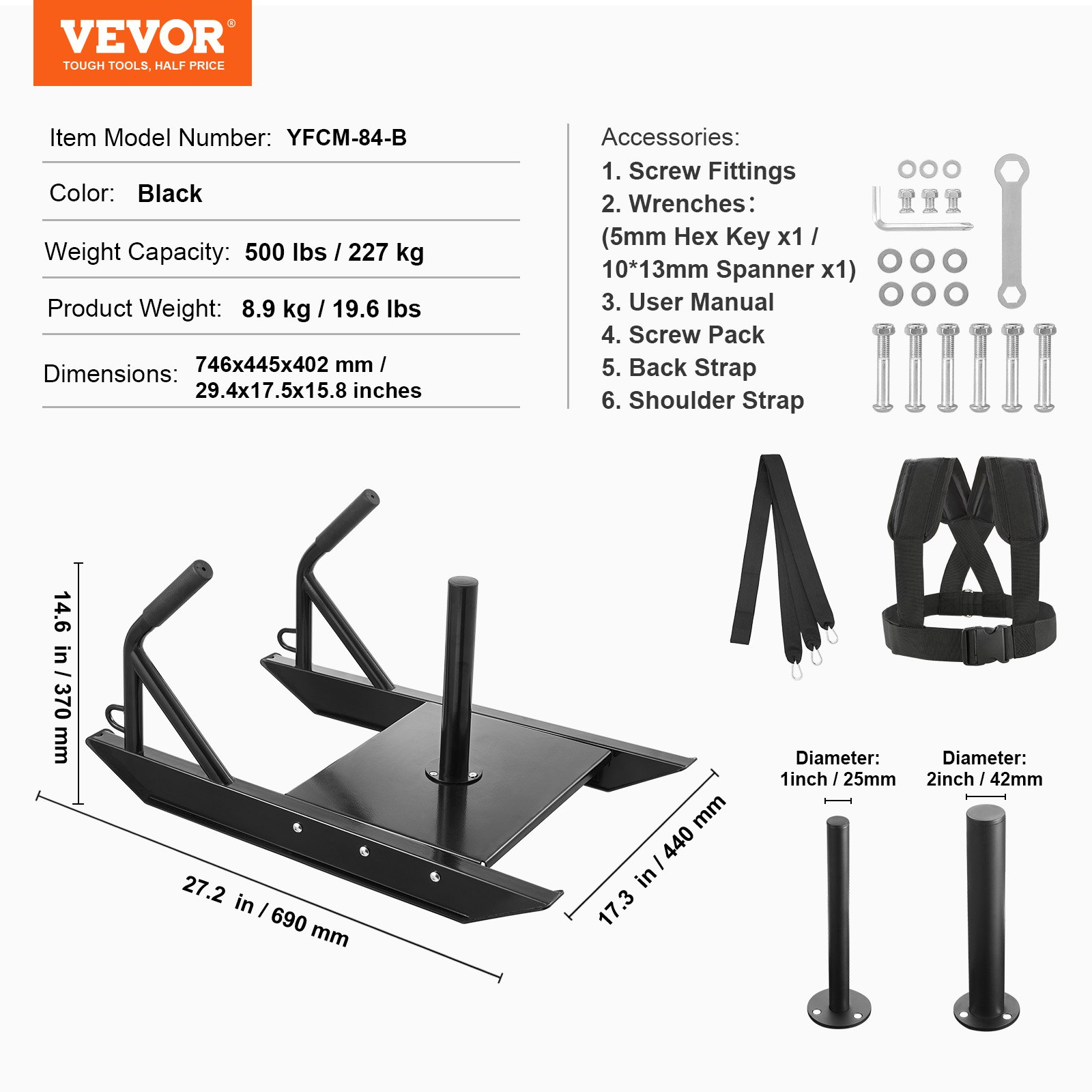 Weight Power Pull Push Sled Fitness Strength Speed Training Sled Black - Picture 6 of 10
