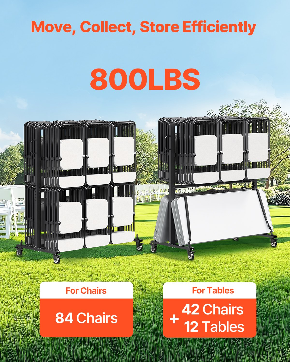 Folding Chair Rack, 800 LBS Capacity, Matte Black