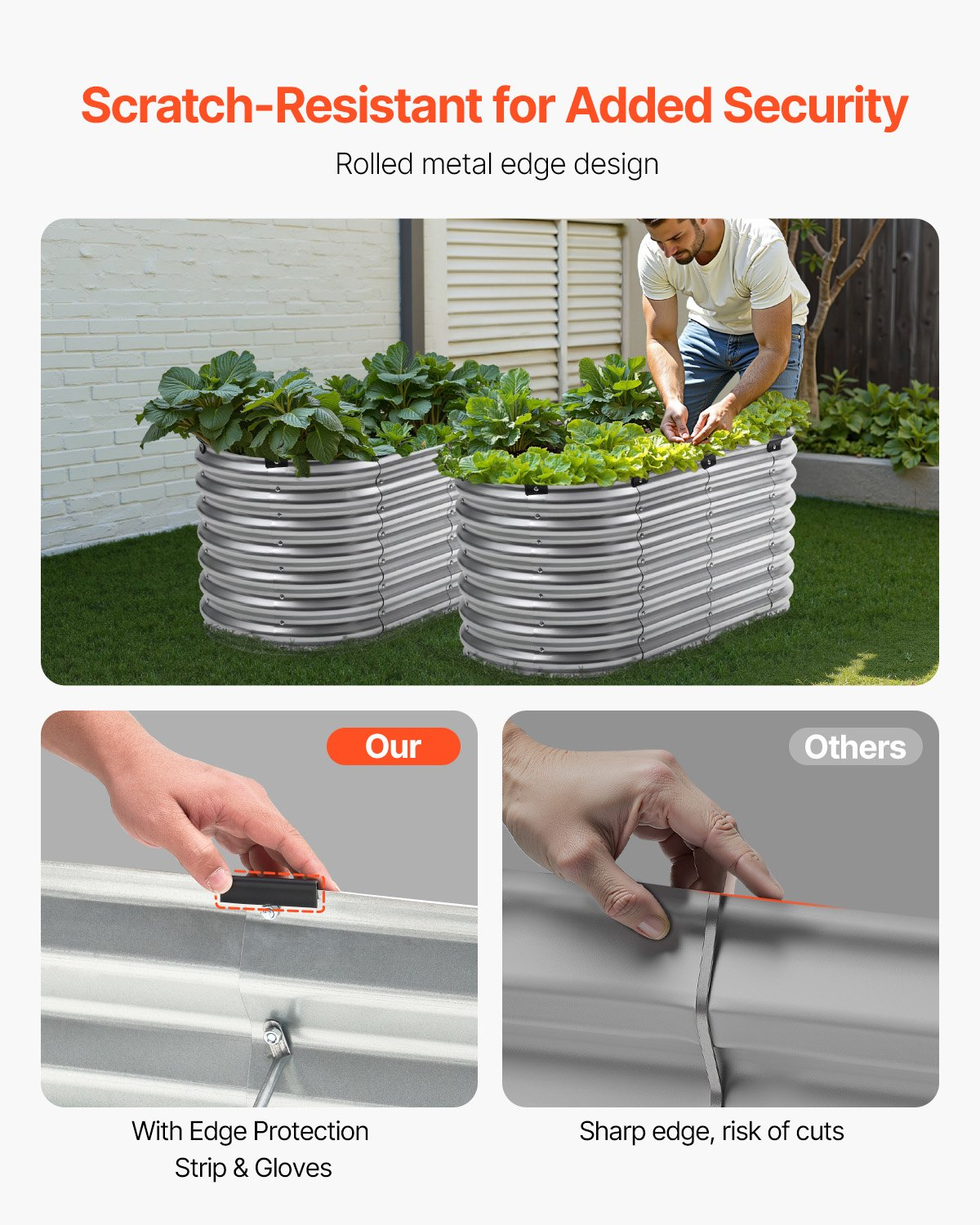 Metal Raised Garden Bed 4x2x2 ft Outdoor Galvanized Planter Box Silver - Picture 3 of 10