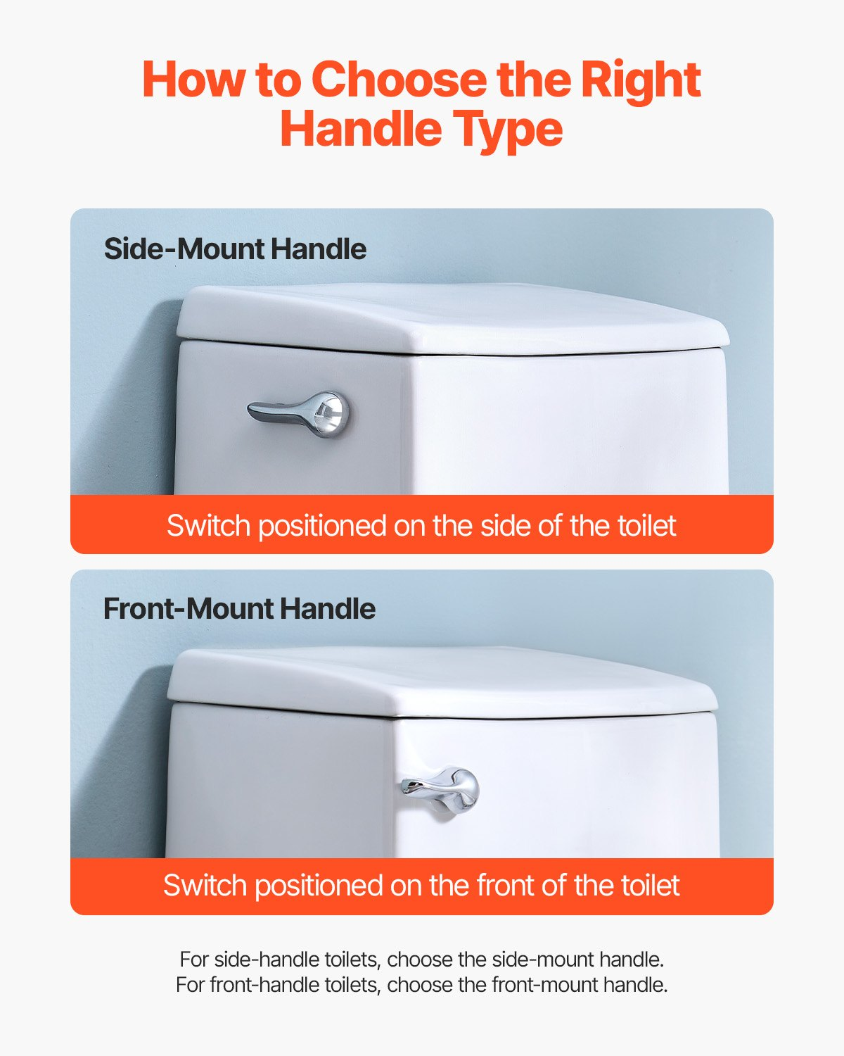 Toilet Handle Replacement Kit, Front Mount Universal Toilet Handle, Silver