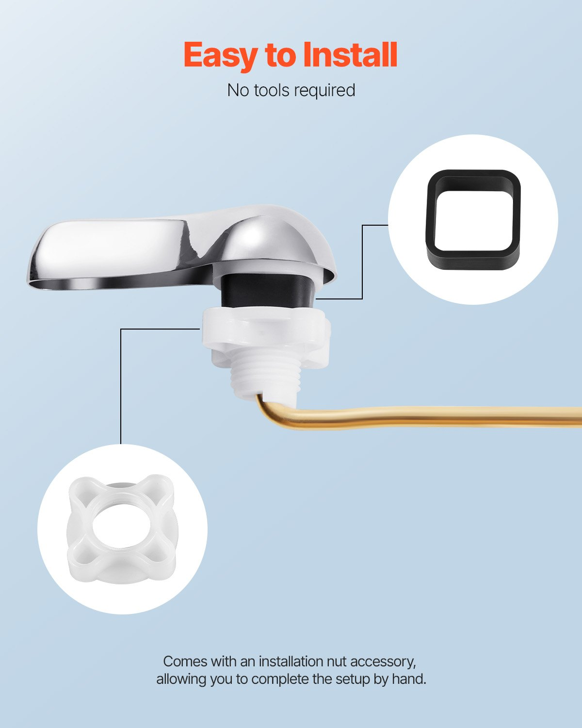Toilet Handle Replacement Kit, Front Mount Universal Toilet Handle, Silver