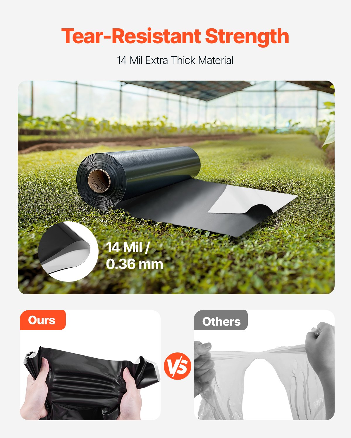 14Mil Plastic Sheeting Roll 10 x 100 FT Heavy Duty Film Black & White