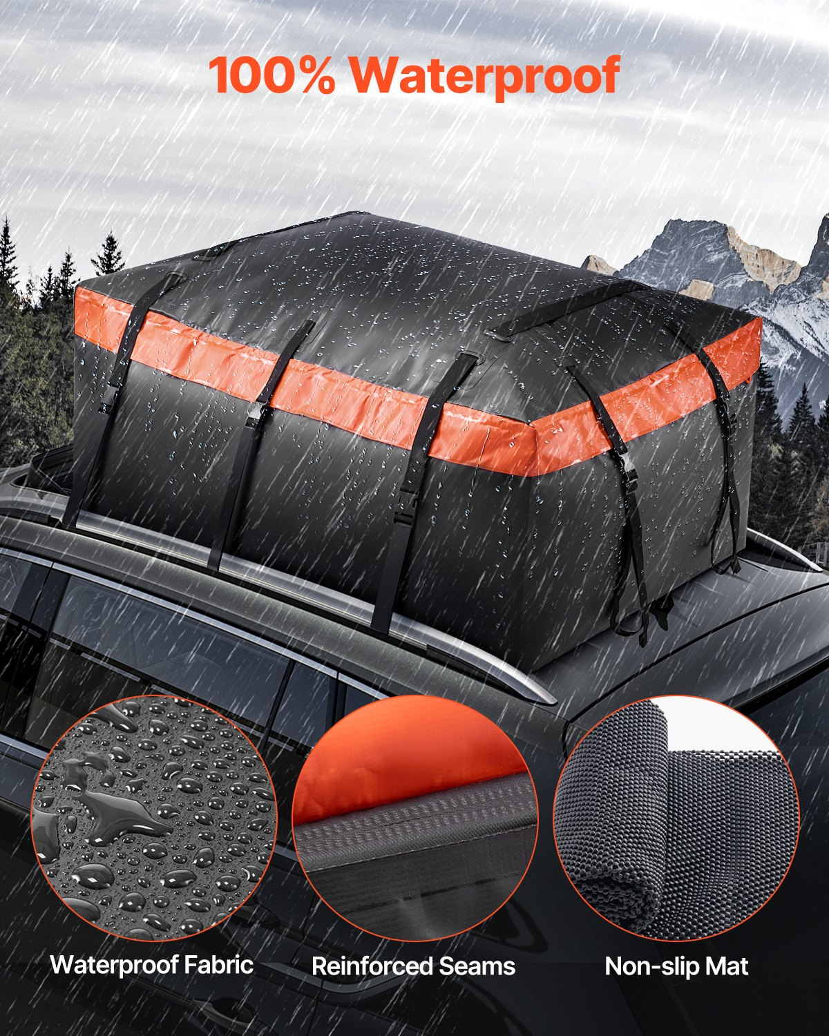 Car Rooftop Cargo Carrier Bag 20 Cubic Feet 840D PVC Car Roof Luggage Cargo Bag - Picture 1 of 10