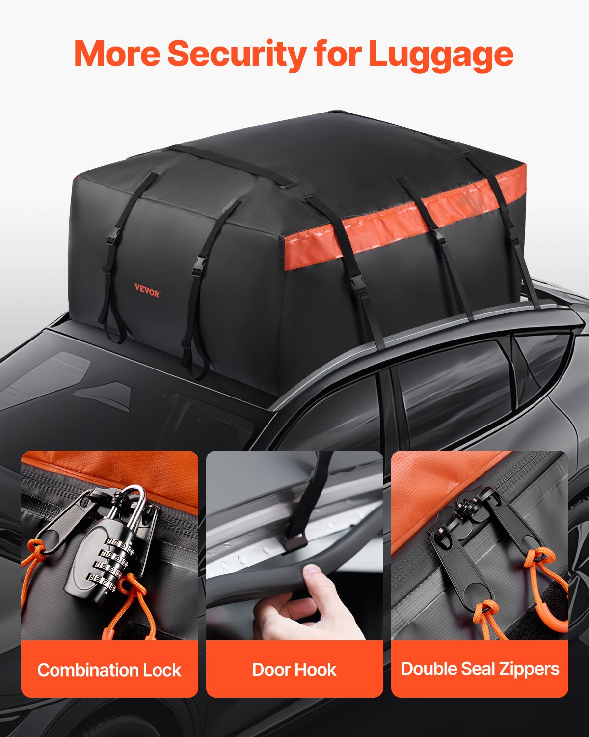 Car Rooftop Cargo Carrier Bag 20 Cubic Feet 840D PVC Car Roof Luggage Cargo Bag - Picture 5 of 10