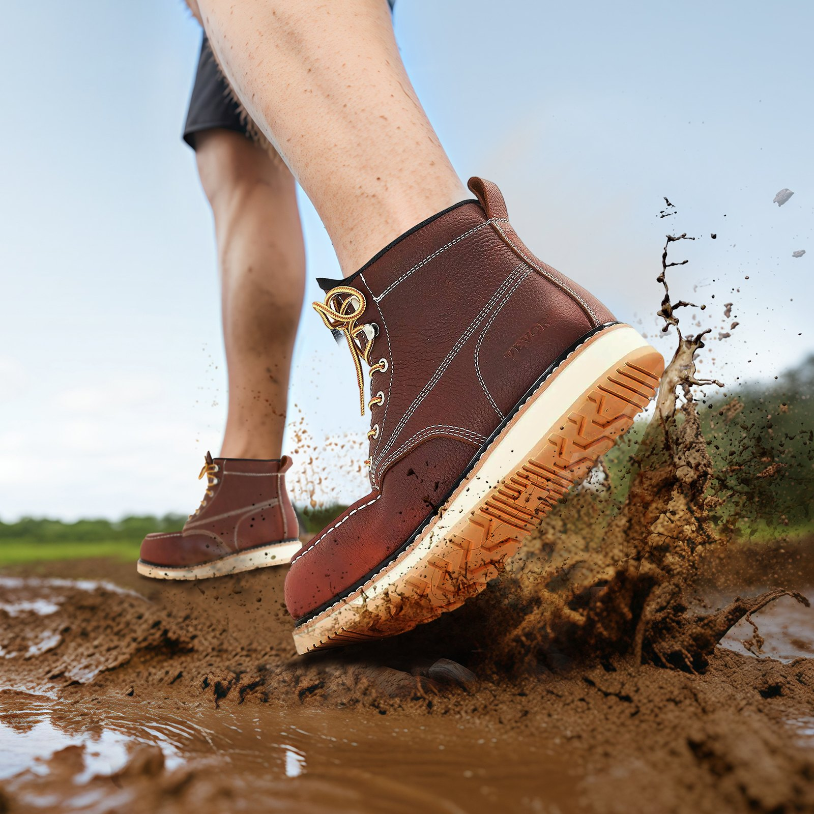 Steel Toe Work Boots US Size 11.5 Waterproof Moc Toe for Men Slip-Resistant - Picture 8 of 10