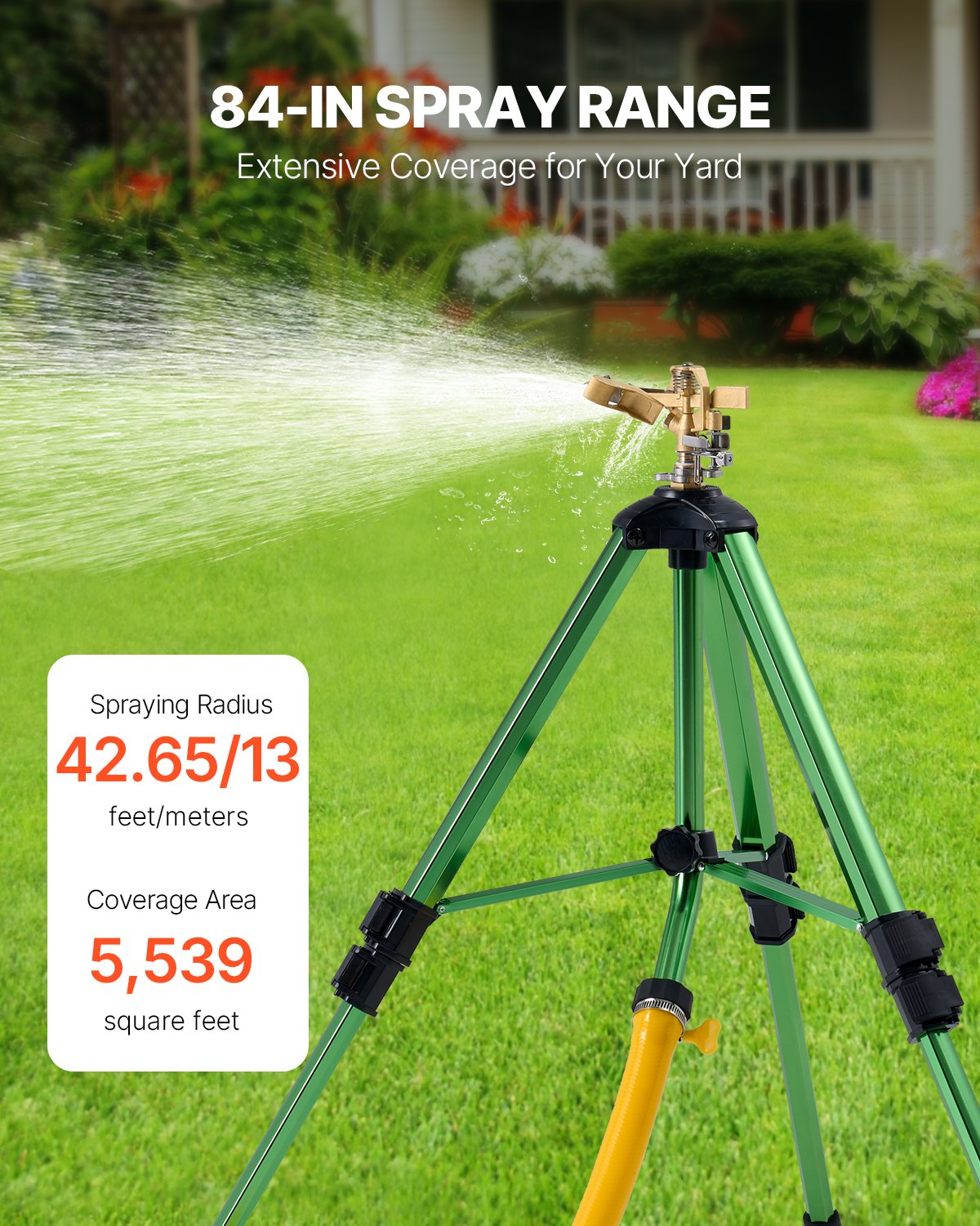 Impact Sprinkler on Tripod Base, 2 Packs, Adjustable Heights Sprinkler for Yard