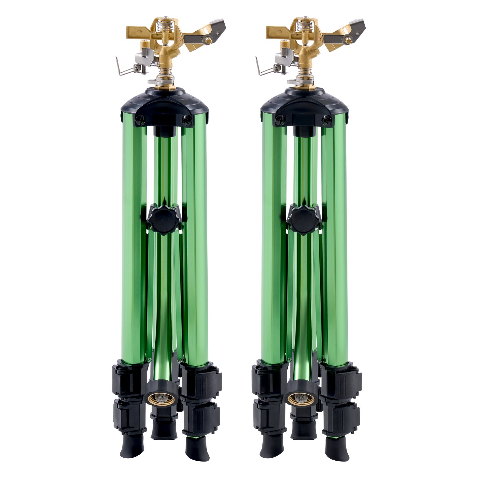 Impact Sprinkler on Tripod Base, 2 Packs, Adjustable Heights Sprinkler for Yard