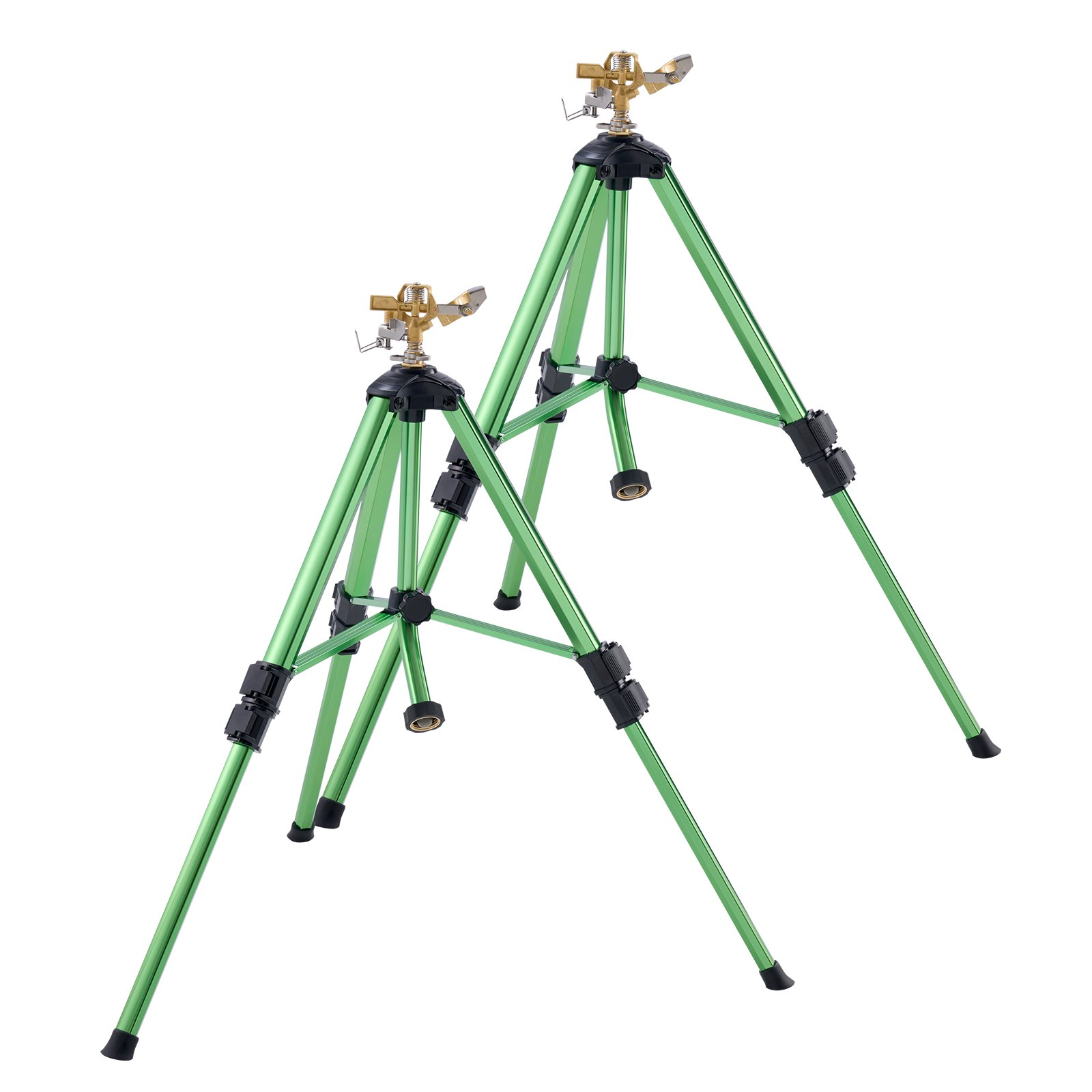 Impact Sprinkler on Tripod Base, 2 Packs, Adjustable Heights Sprinkler for Yard