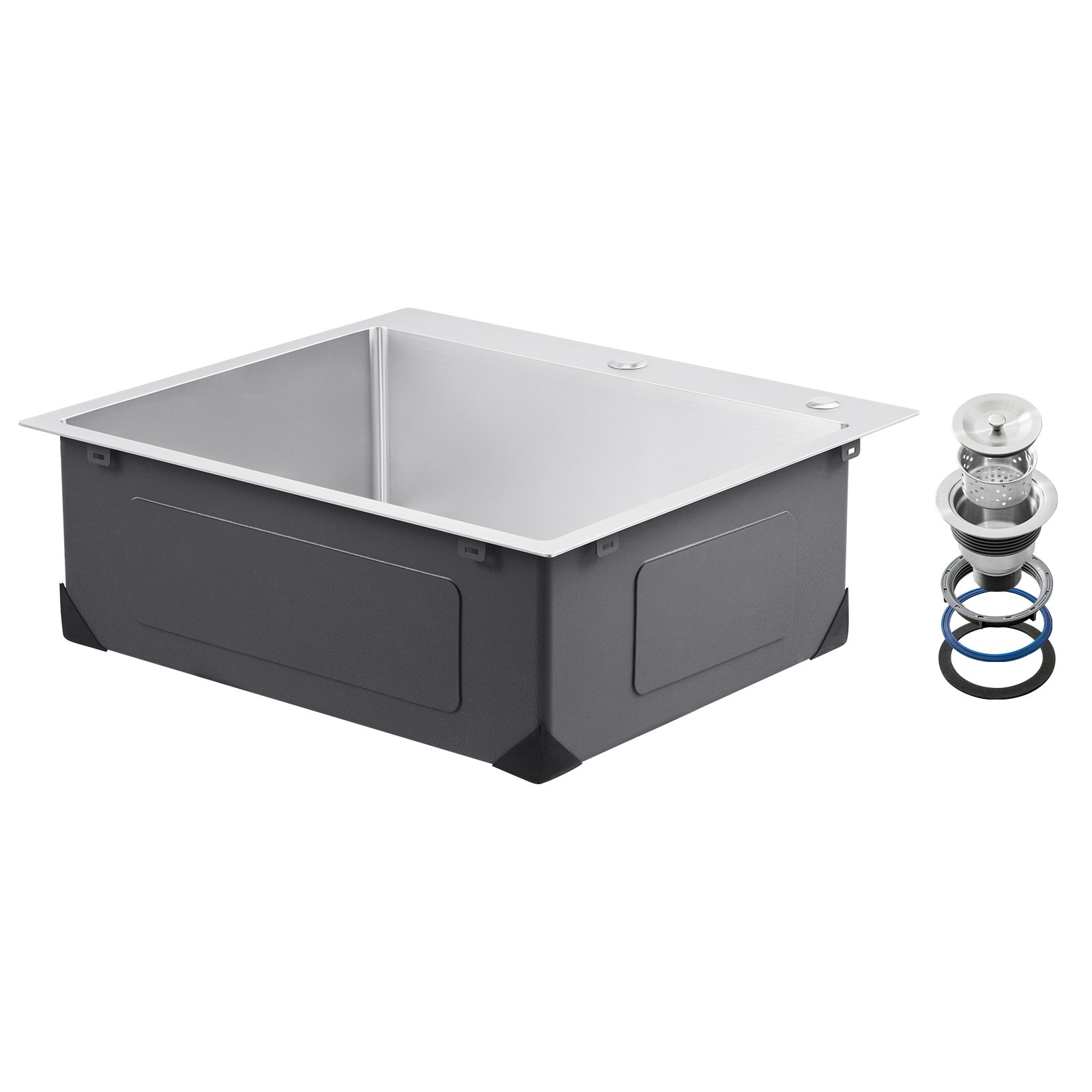 25" Kitchen Sink Top Mount Single Bowl Drop-In Basin Stainless Steel Bar - Picture 8 of 10