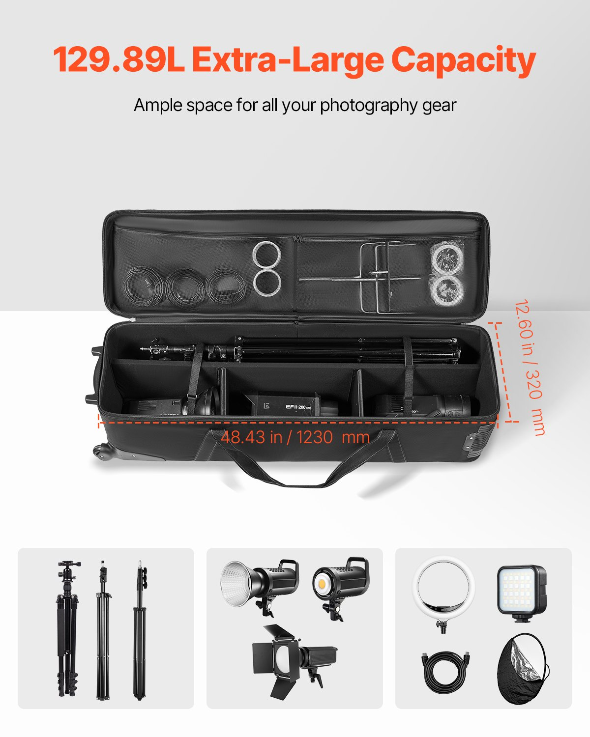 Camera Rig Trolley Studio Equipment Trolley Case 51.57 x 14.37 x 14.96 in Rolling Camera ...