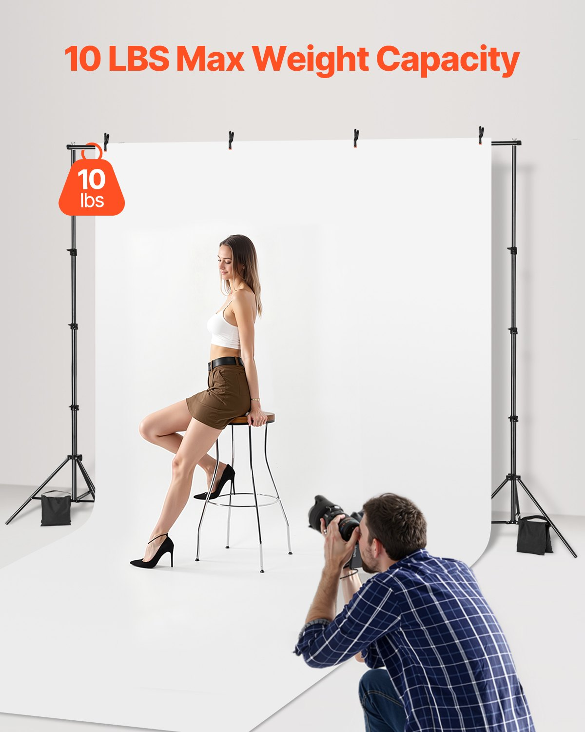 Backdrop Stand Background Stand Kit 7 x 10 ft for Party & Photo Studio
