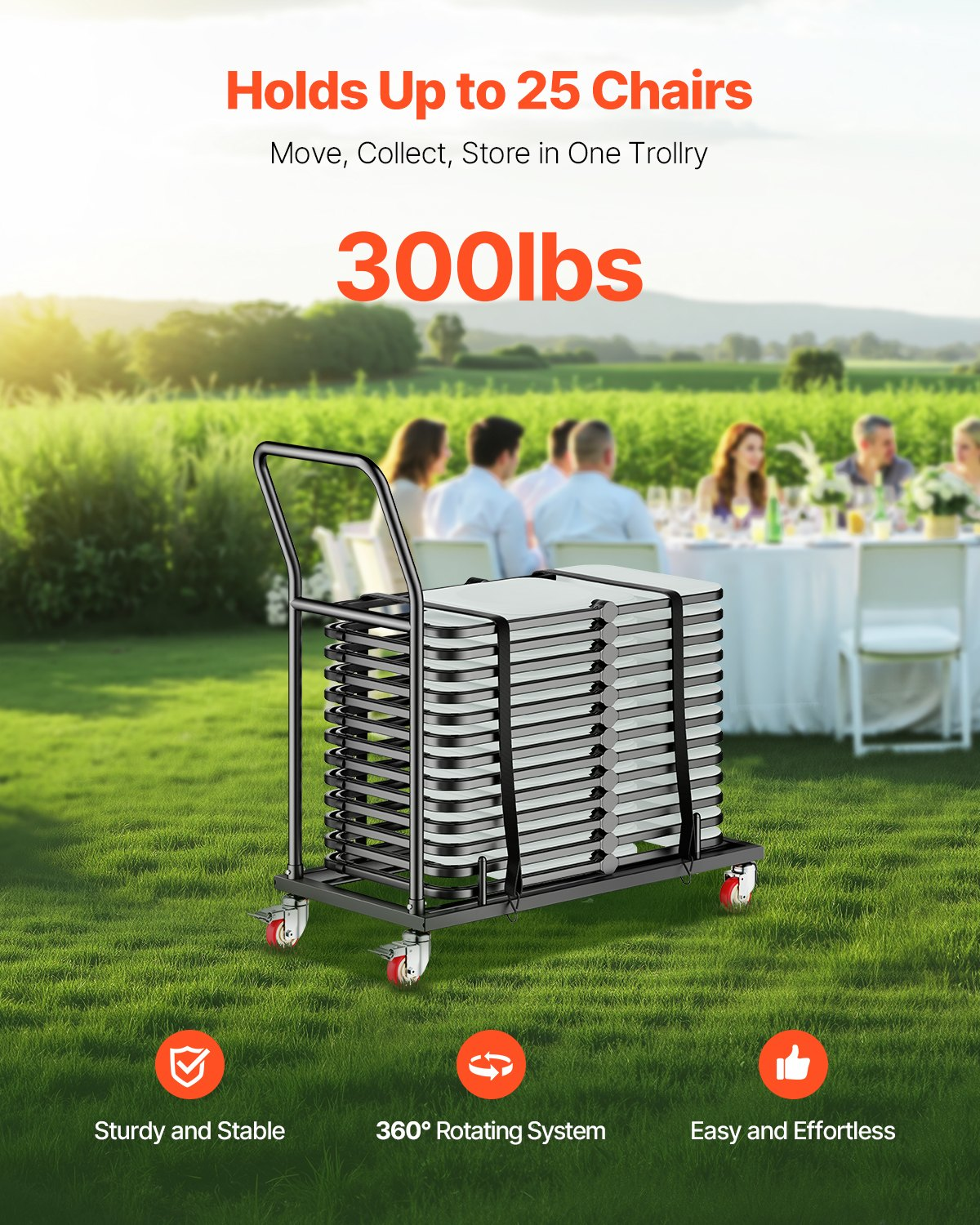 Folding Chair Rack, 300 LBS Capacity, Matte Black