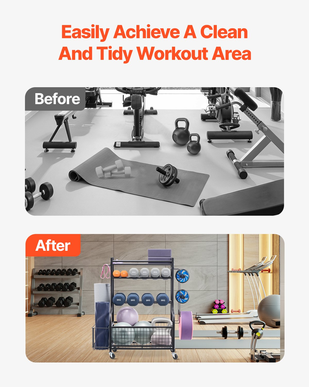 Premium Home Gym Workout Equipment Organizer with Yoga Mat Storage and Weight Ra - Picture 4 of 10