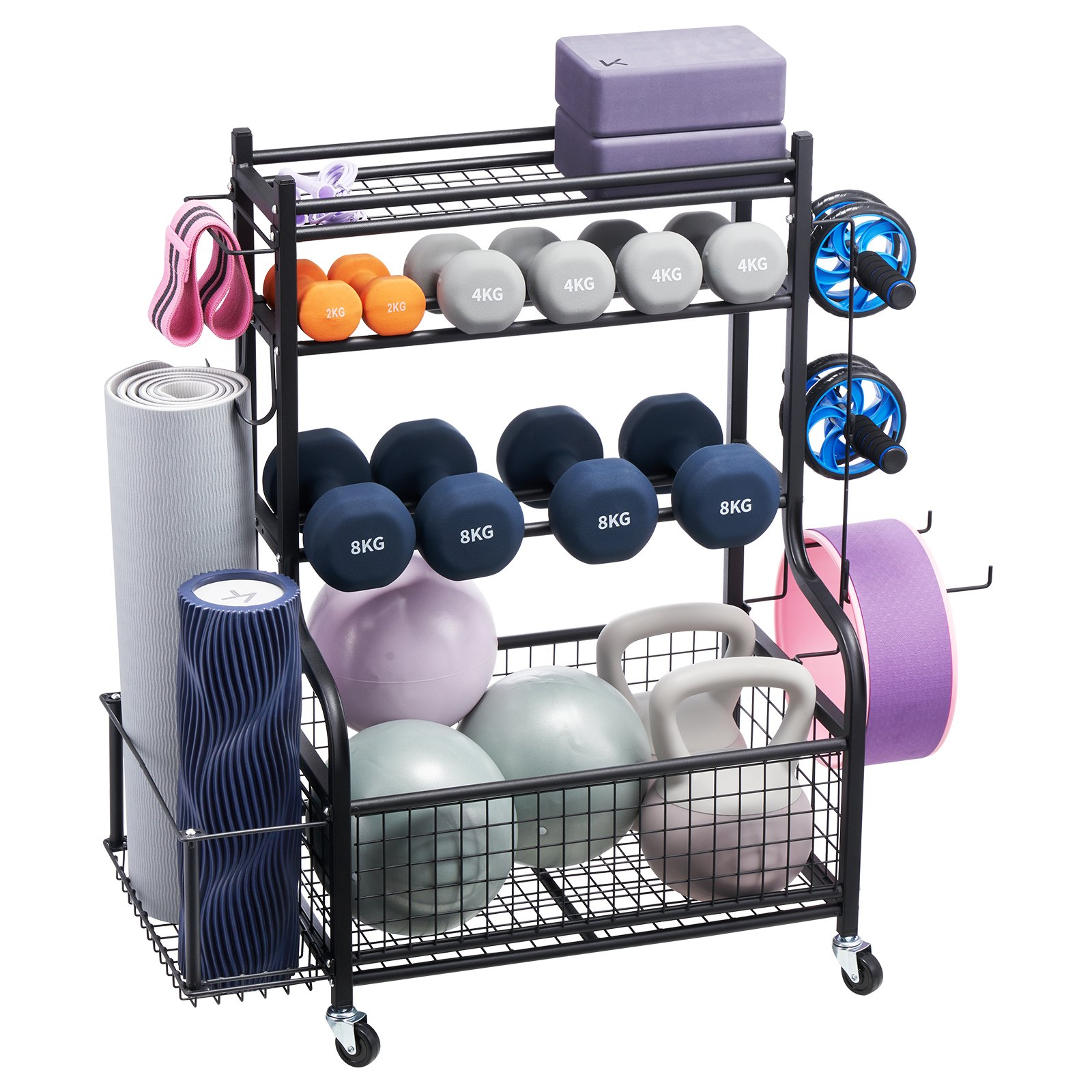 Premium Home Gym Workout Equipment Organizer with Yoga Mat Storage and Weight Ra - Picture 10 of 10