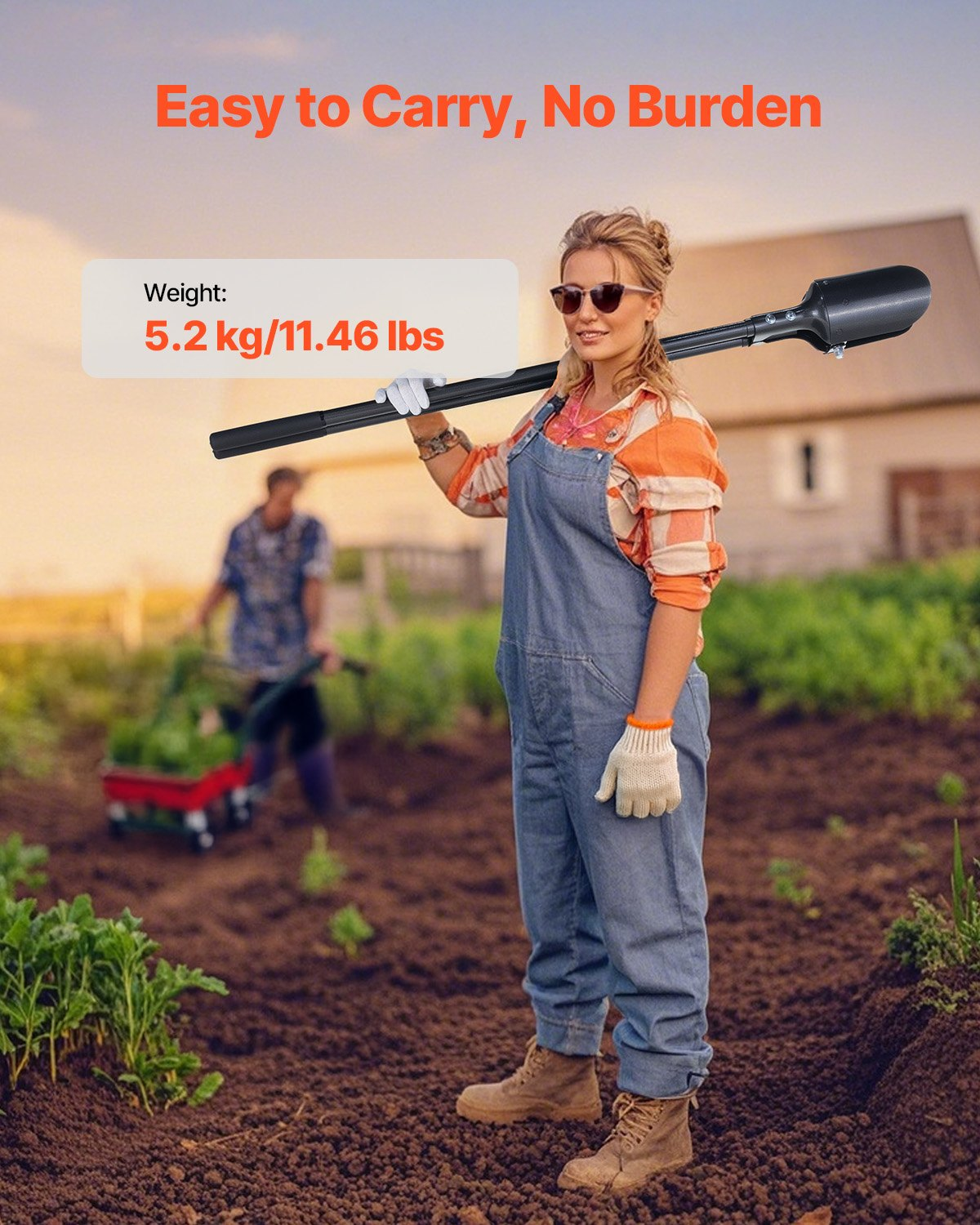 Post Hole Digger with Carbon Steel Handle Scale Marks 57.5" Manual Hole Digger