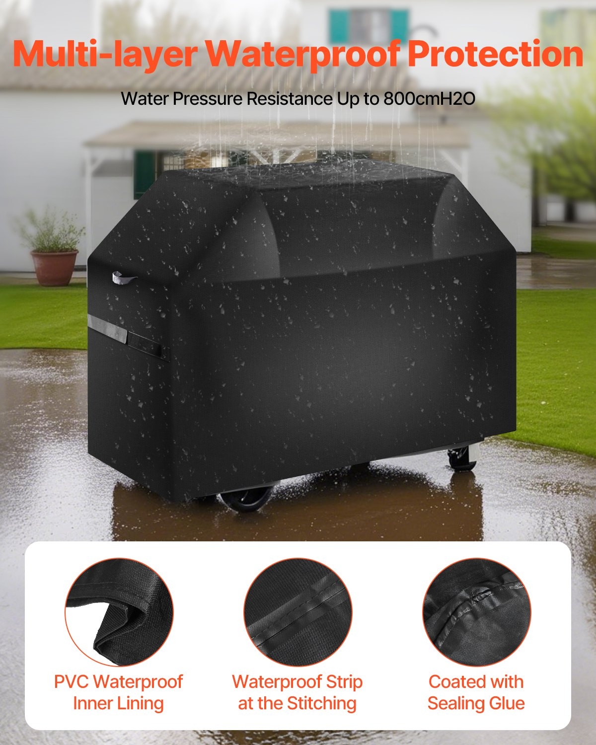 65 inch Grill Cover Heavy Duty BBQ Gas Grill Cover Outdoor Barbecue Waterproof - Bild 2 von 10