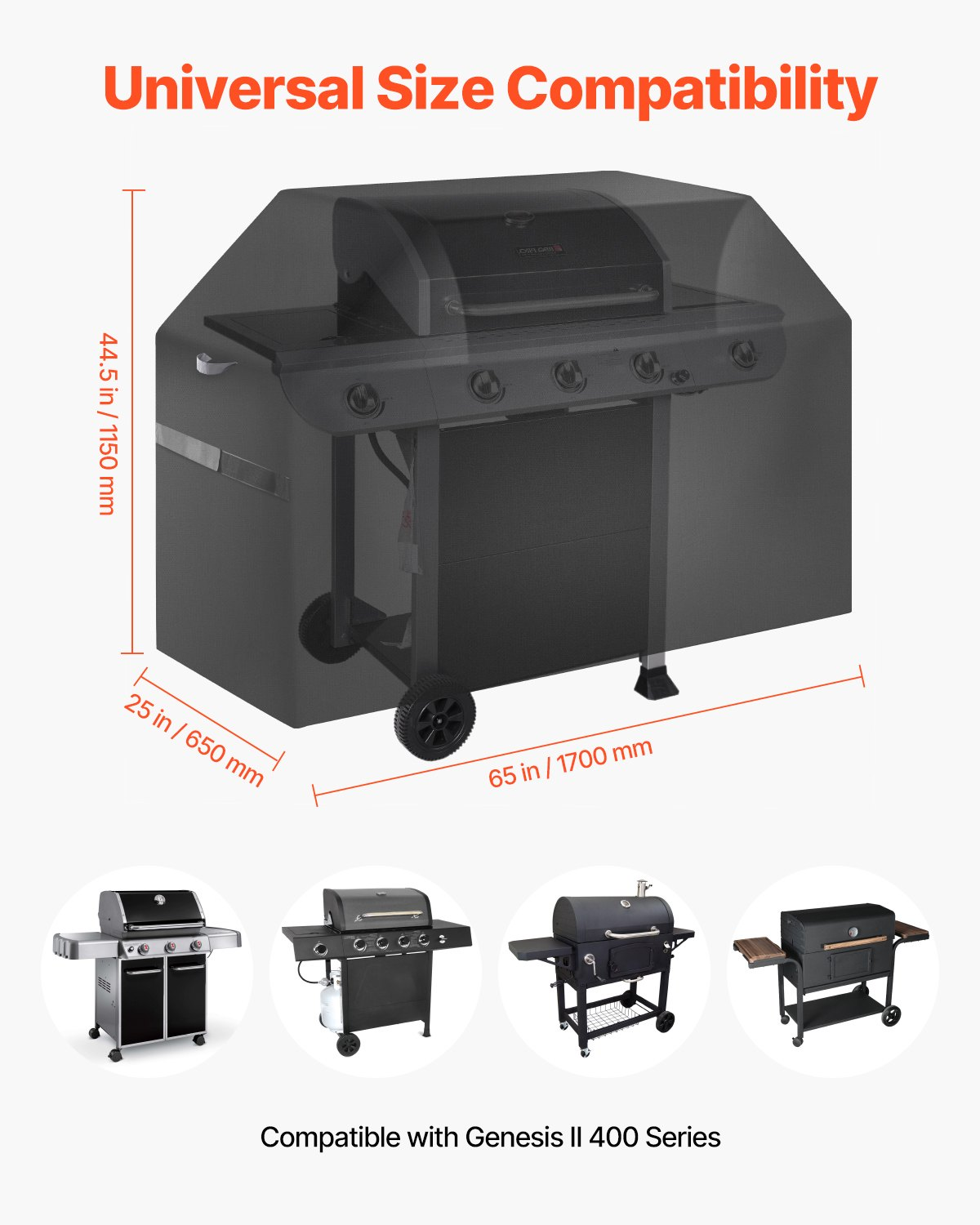 65 inch Grill Cover Heavy Duty BBQ Gas Grill Cover Outdoor Barbecue Waterproof - Bild 3 von 10