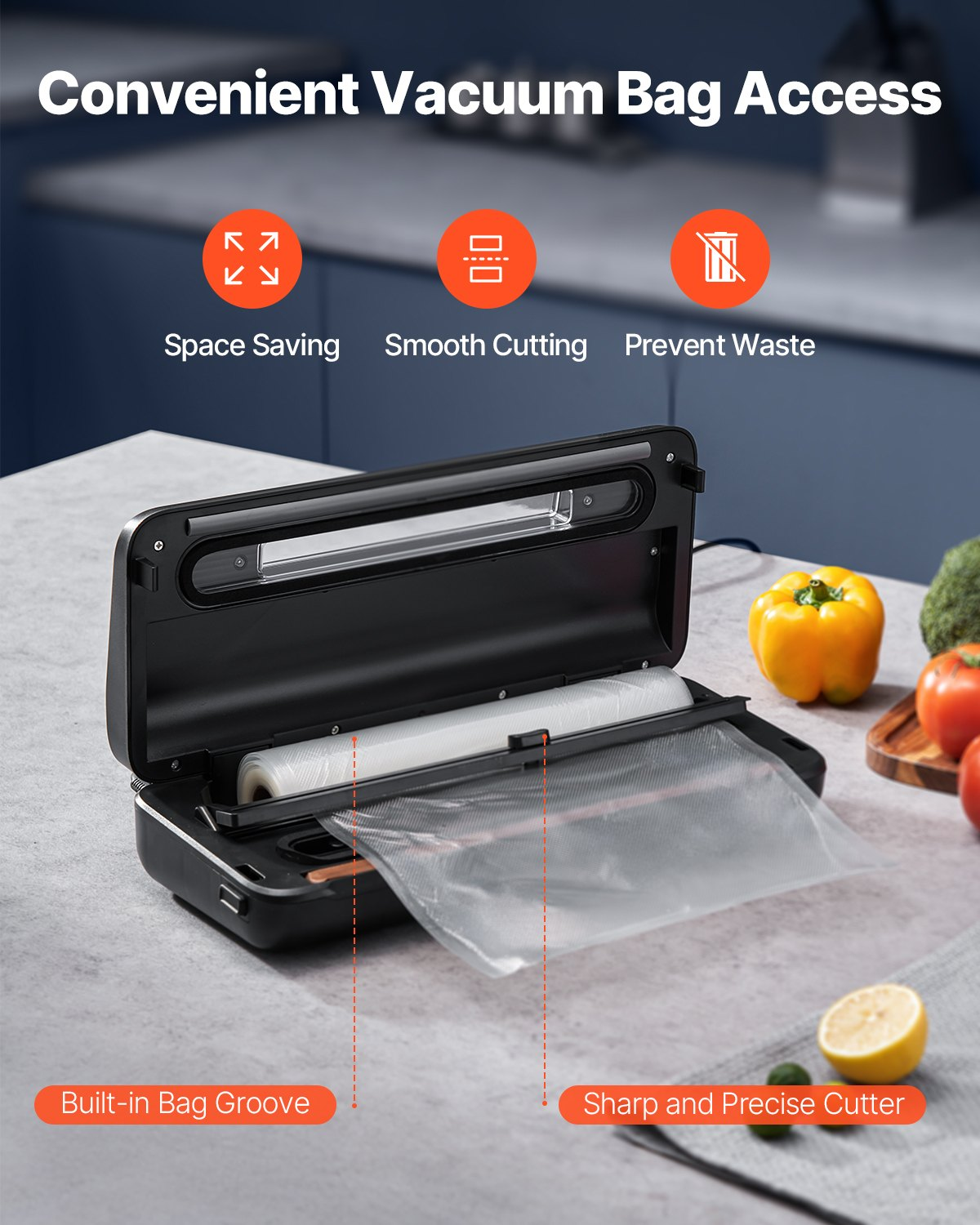 Vacuum Sealer Machine, 80Kpa 120W Powerful Compact Food Sealer, 7-in-1 Multi-Fu