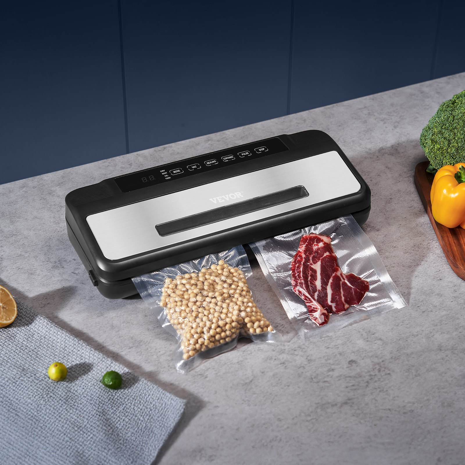 Vacuum Sealer Machine, 80Kpa 120W Powerful Compact Food Sealer, 7-in-1 Multi-Fu