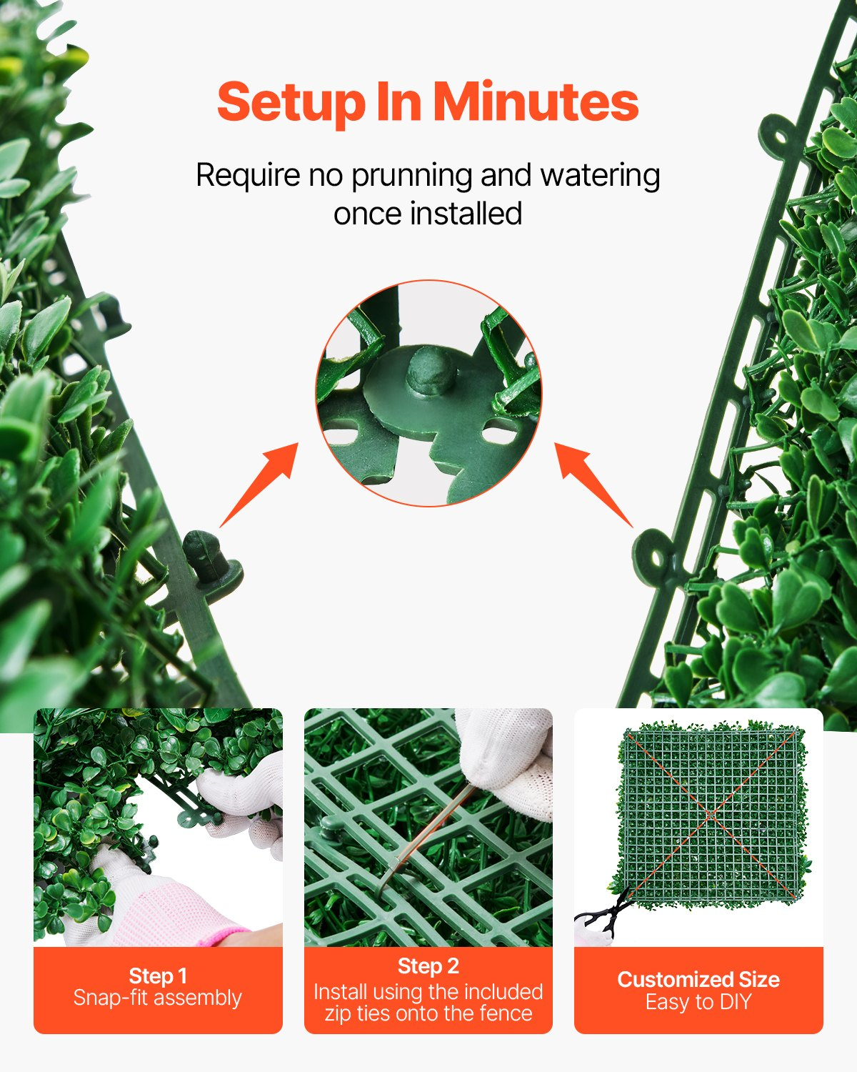 Artificial Grass Wall Panels 12 PCS 20 x 20 inch 3D Greenery for Decor Privacy - Picture 3 of 10