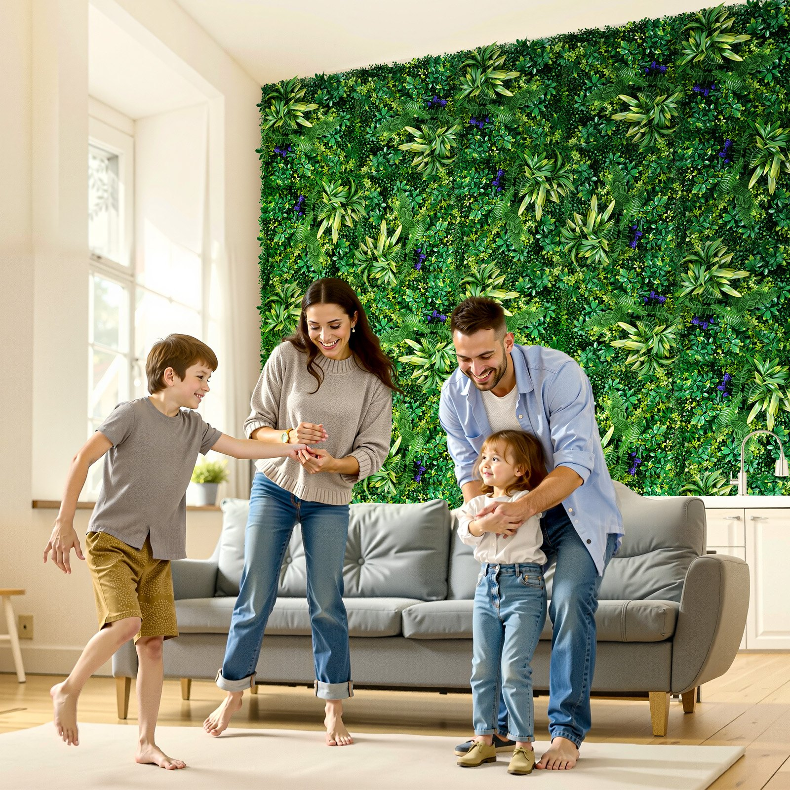 Artificial Grass Wall Panels 12 PCS 20 x 20 inch 3D Greenery for Decor Privacy - Picture 7 of 10