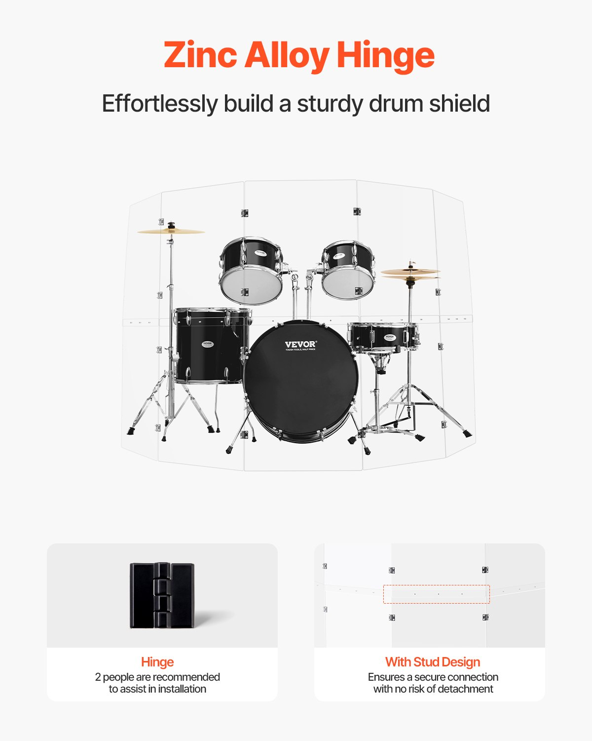 Drum Shield, Drum Shields Drum Sound Barrier Suitable for Practice Performance