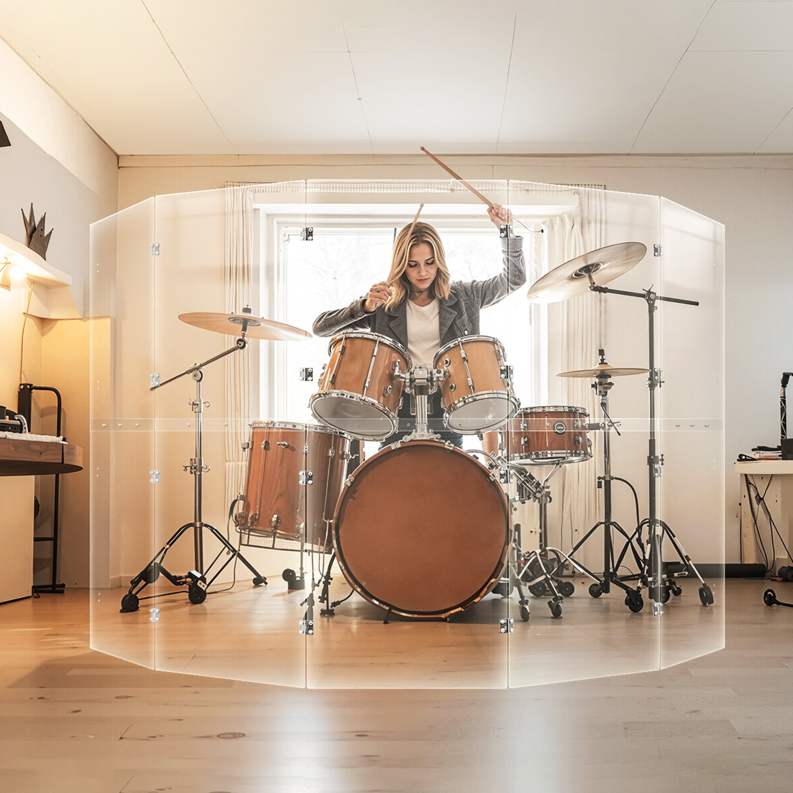 Drum Shield, Drum Shields Drum Sound Barrier Suitable for Practice Performance