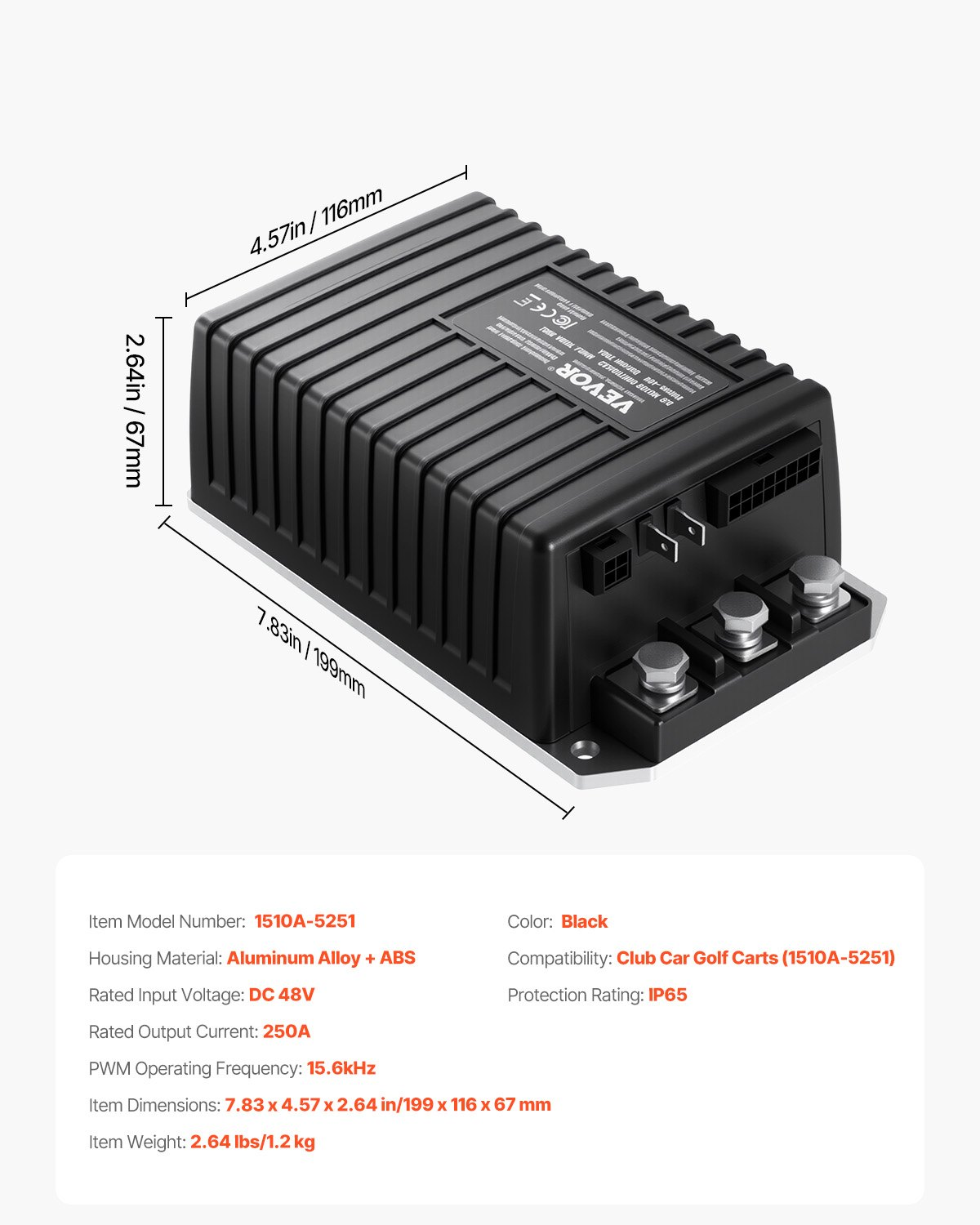 Golf Cart Speed Controller 48V 250A Motor Controller for Club Car 1510A-5251 - Picture 6 of 10
