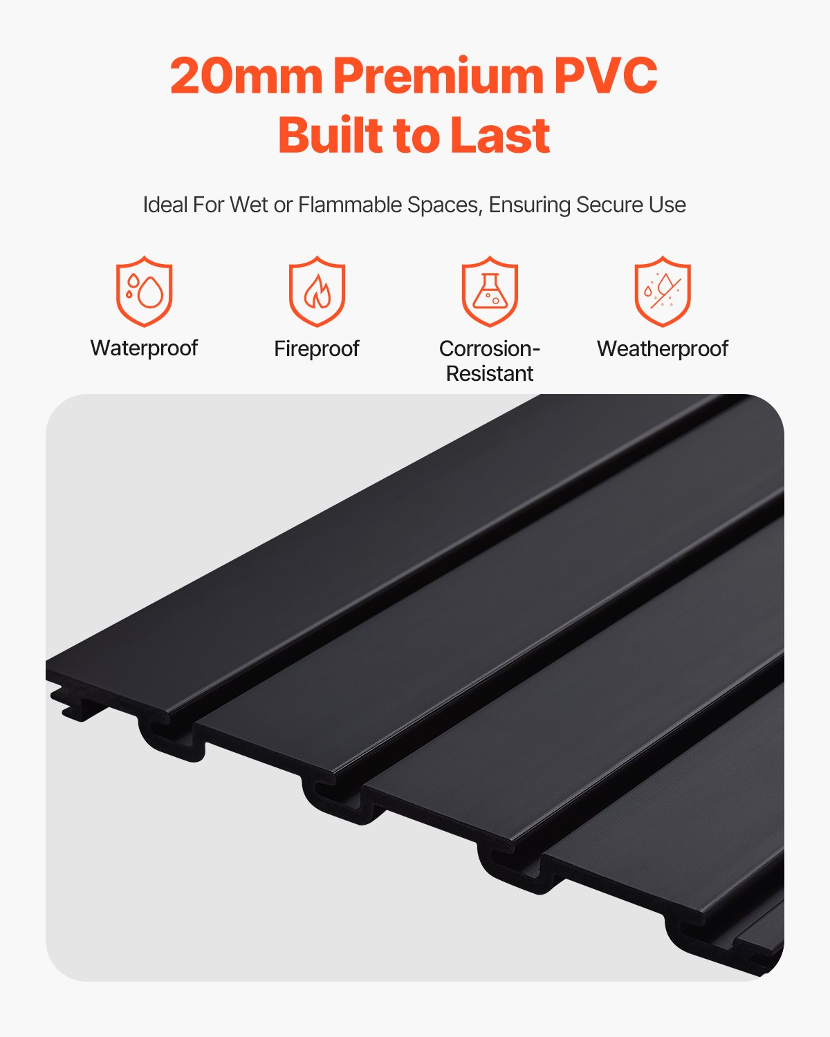 8 x 4 ft Slat Wall Paneling PVC Black Garage Slatwall with Modular Design - Produktbild 1