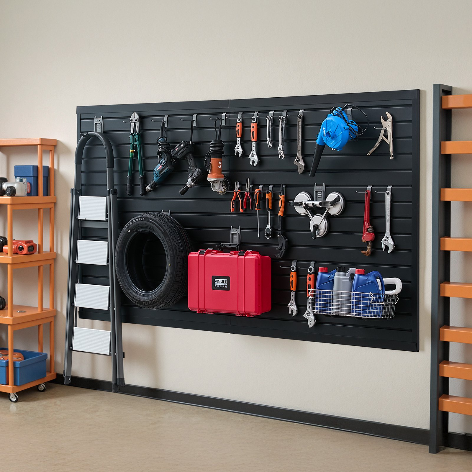 8 x 4 ft Slat Wall Paneling PVC Black Garage Slatwall with Modular Design - Produktbild 6