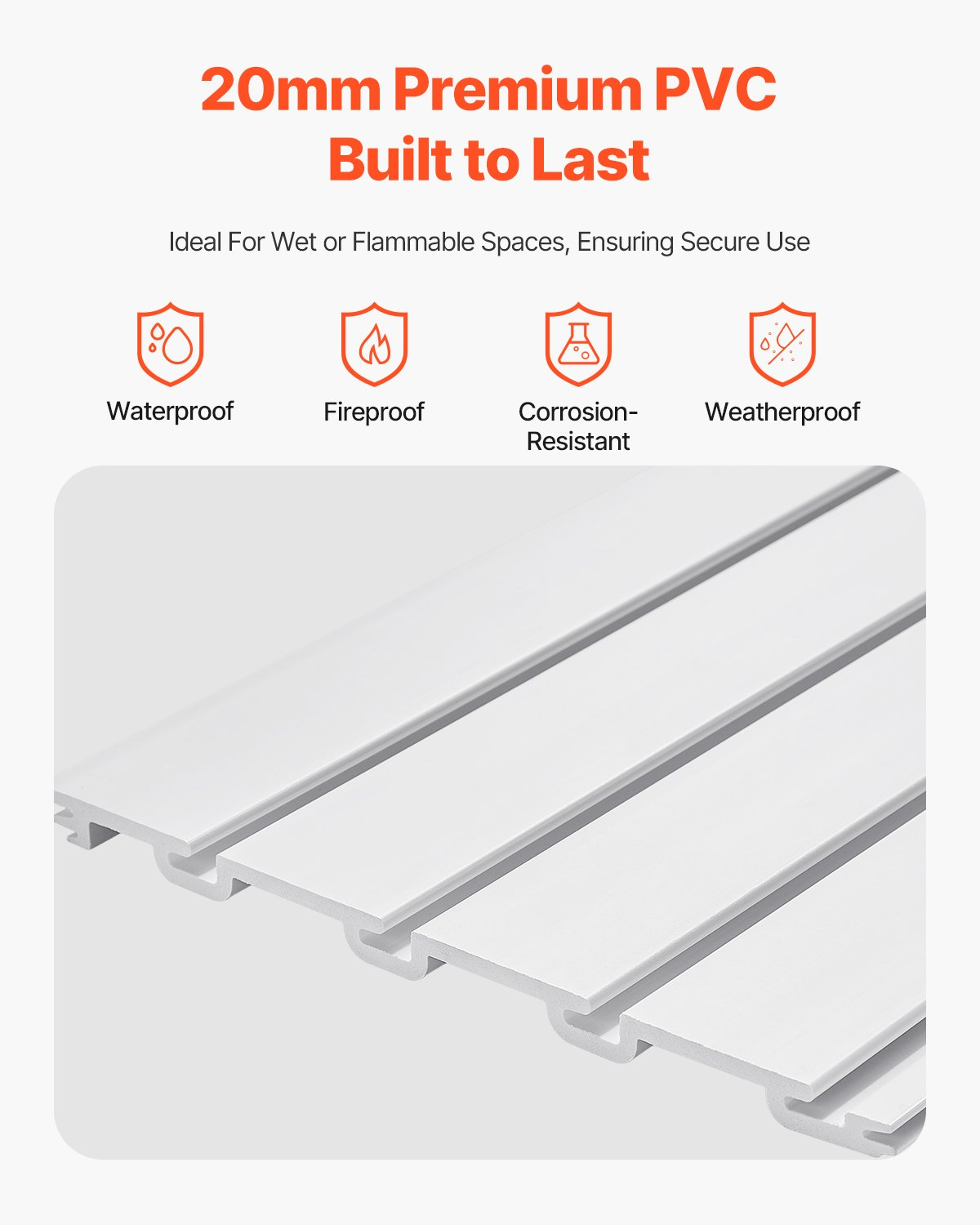 2 x 4 ft Slat Wall Paneling PVC White Garage Slatwall with Modular Design - Produktbild 1