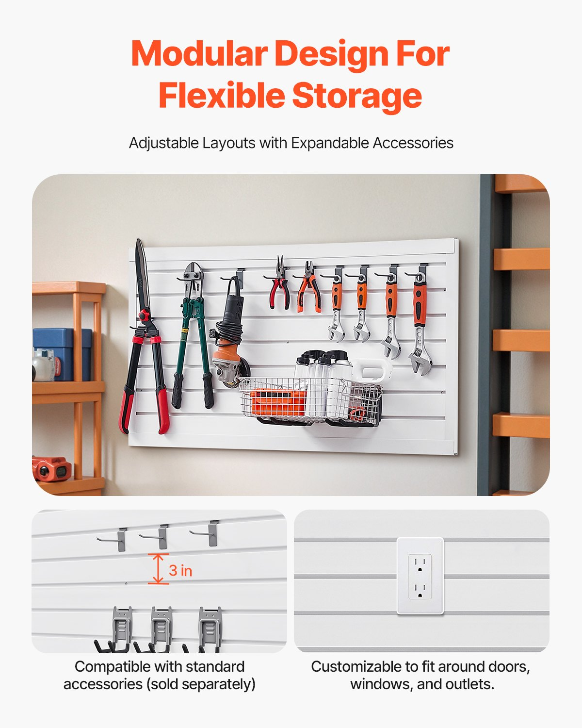 2 x 4 ft Slat Wall Paneling PVC White Garage Slatwall with Modular Design - Produktbild 2