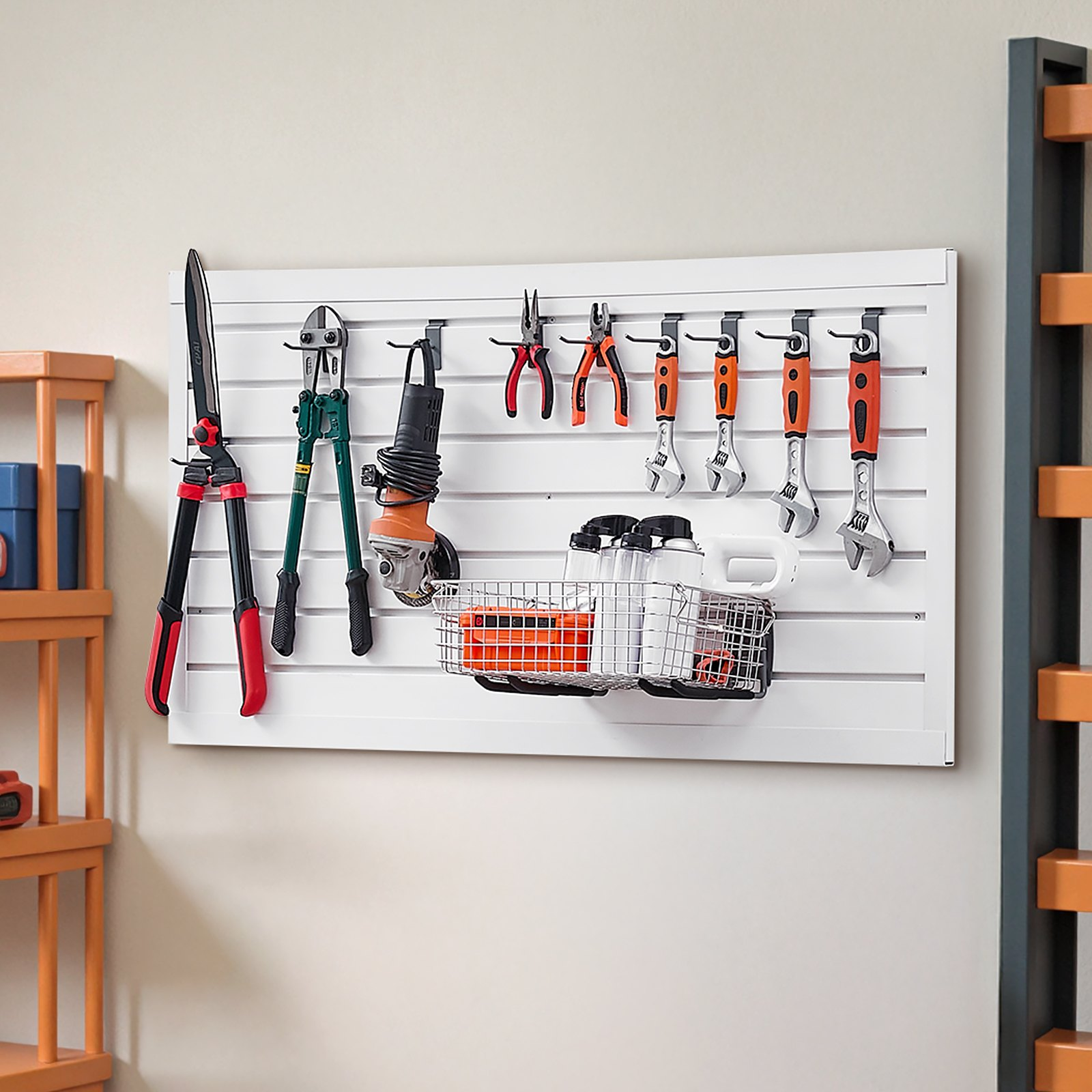 2 x 4 ft Slat Wall Paneling PVC White Garage Slatwall with Modular Design - Produktbild 6