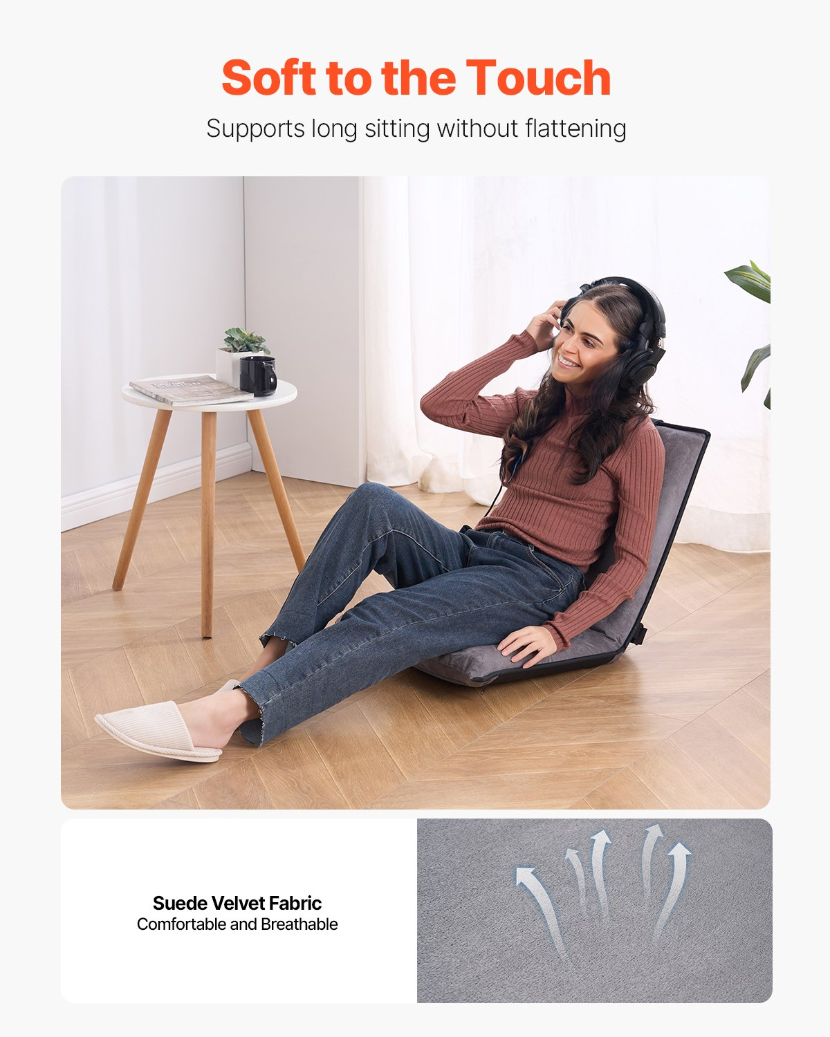 Floor Chair with Back Support and 6 Adjustable Positions Folding Floor Chair