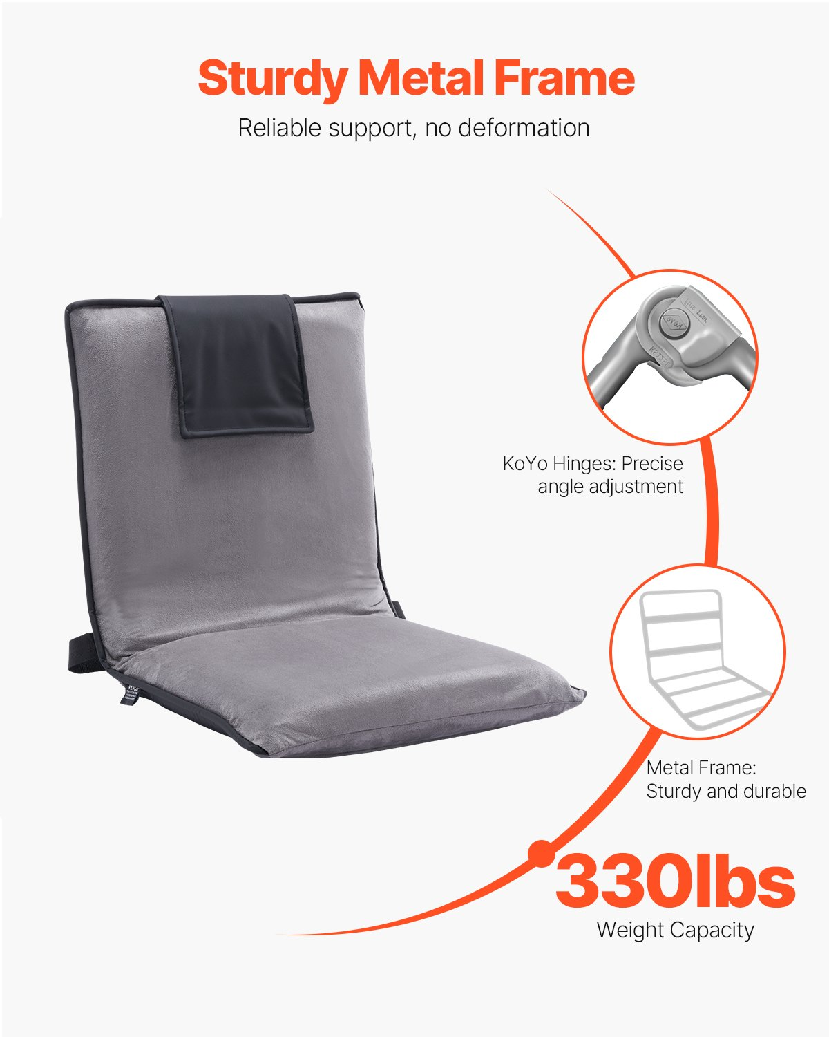 Floor Chair with Back Support and 6 Adjustable Positions Folding Floor Chair